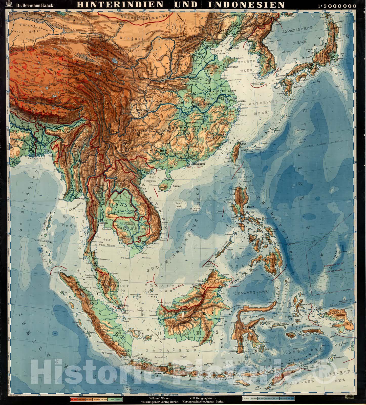 Indochina and Indonesia - Boundary Map, 1955 - Historical Map Print