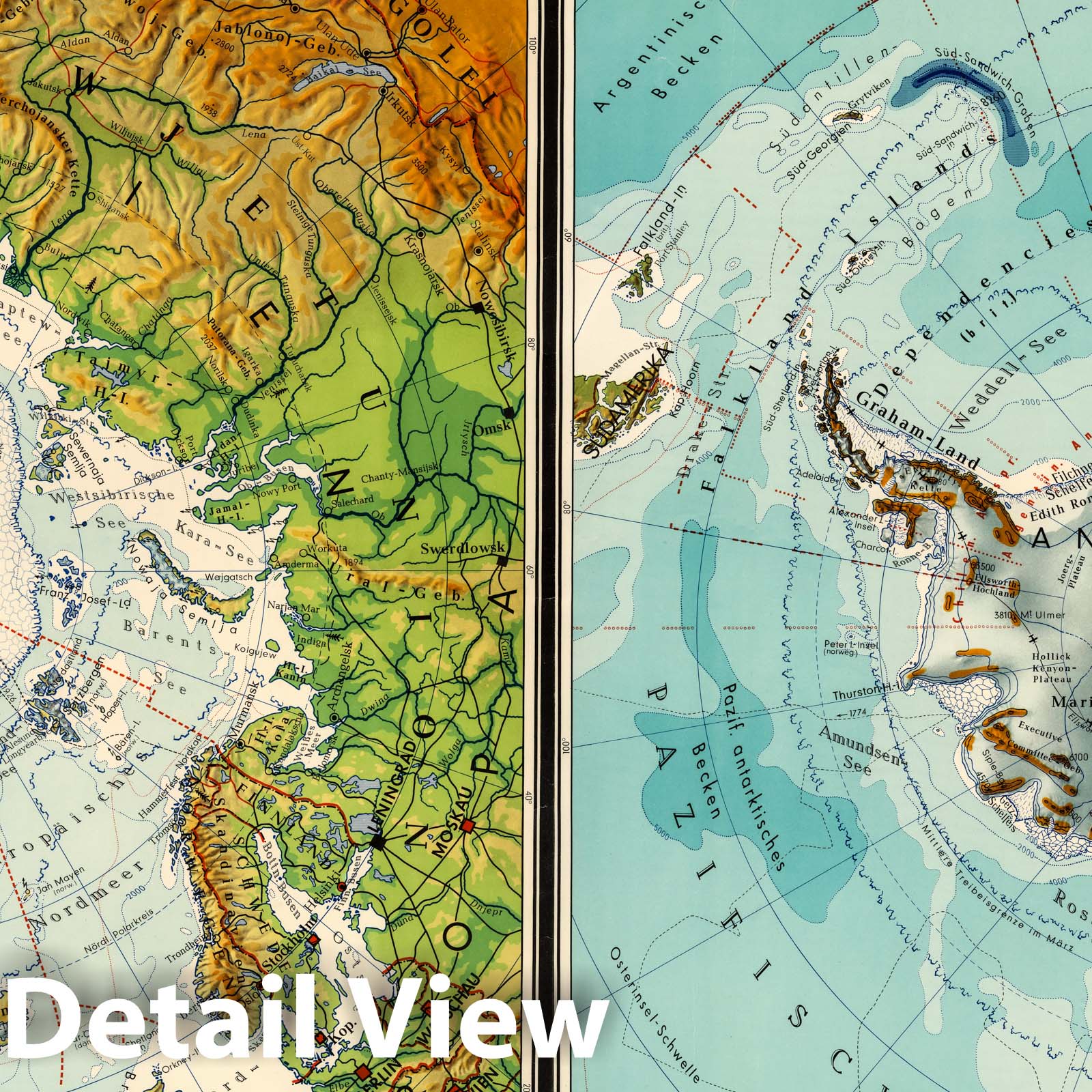 Polar Regions - North and South, 1960 - Historical Topographic Map Print