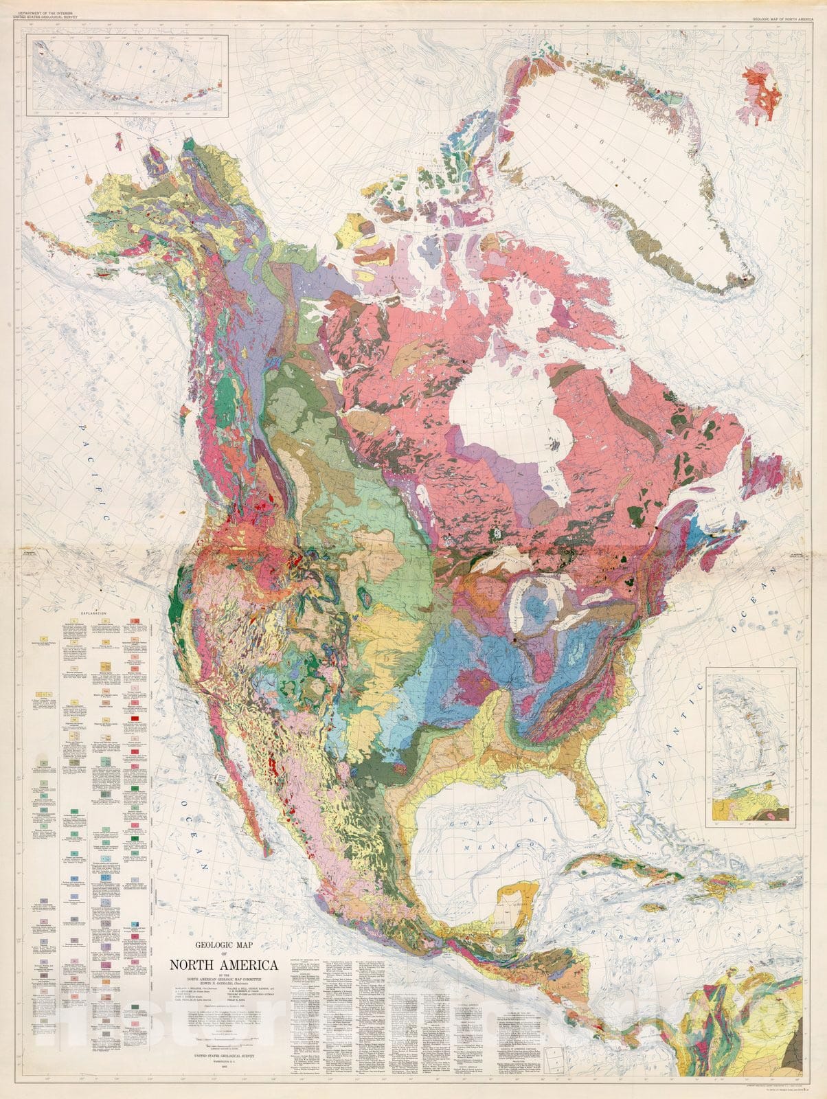 North America - Geologic Map, 1965 - Historical Geology Print