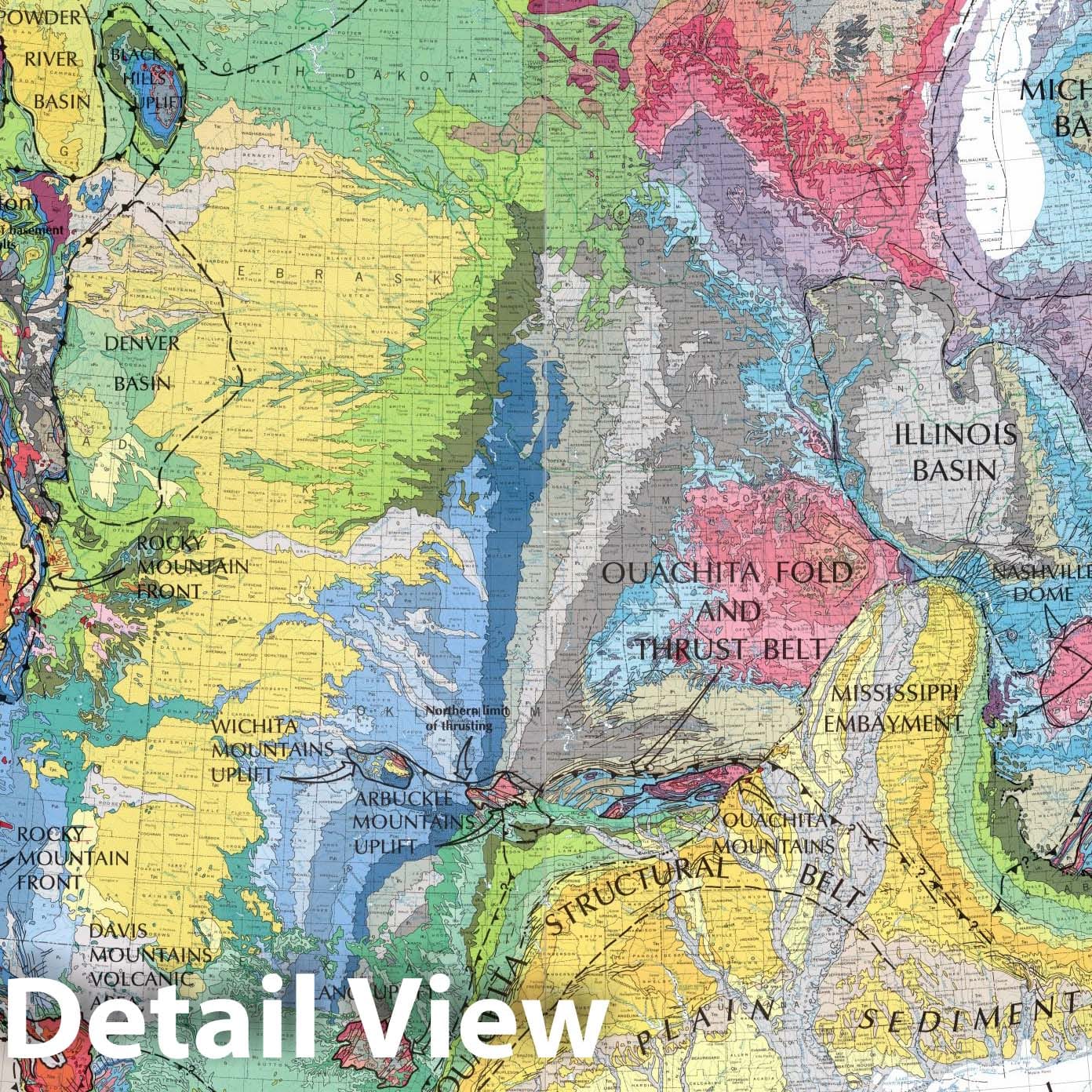 United States Fold and Thrust Belts - Geology Map, 1983