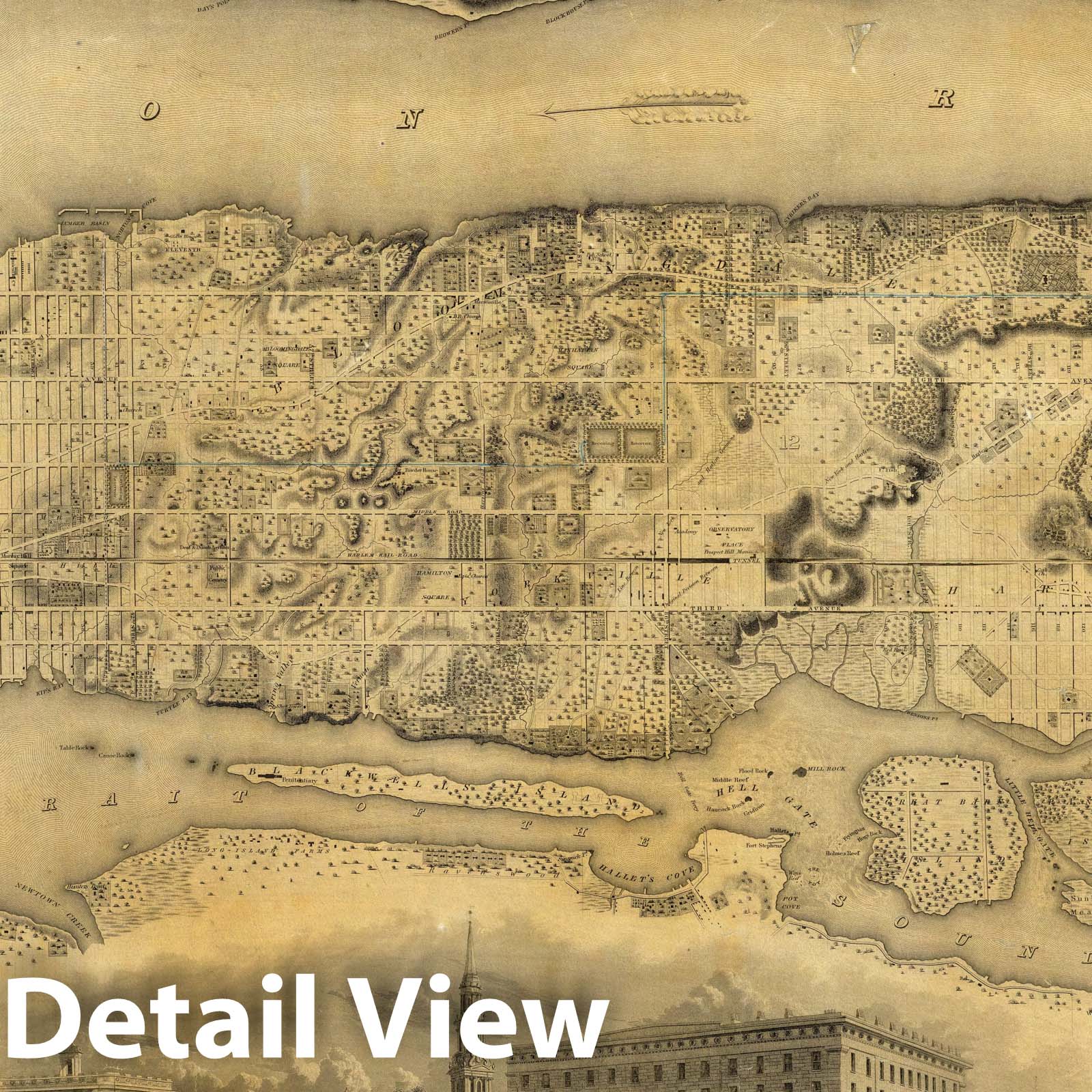 New York City and County Topographic Map 1836