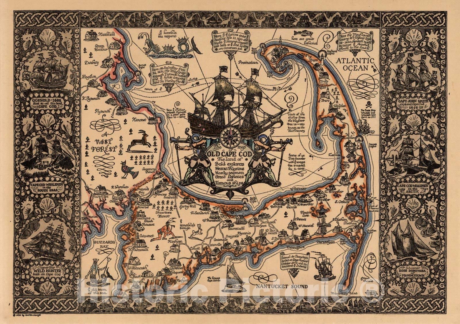 Historic Map : The Map of Old Cape Cod, 1930 v2