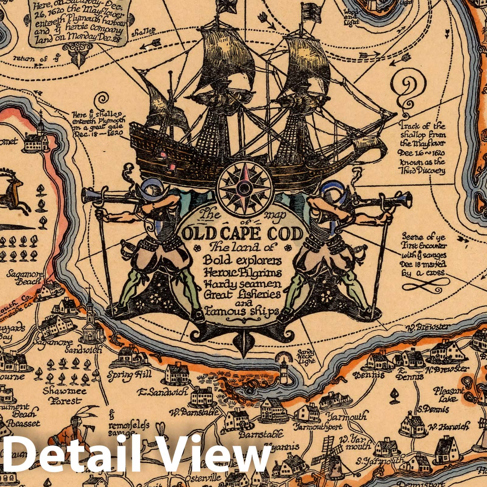 Cape Cod, Massachusetts - Pictorial Map, 1930