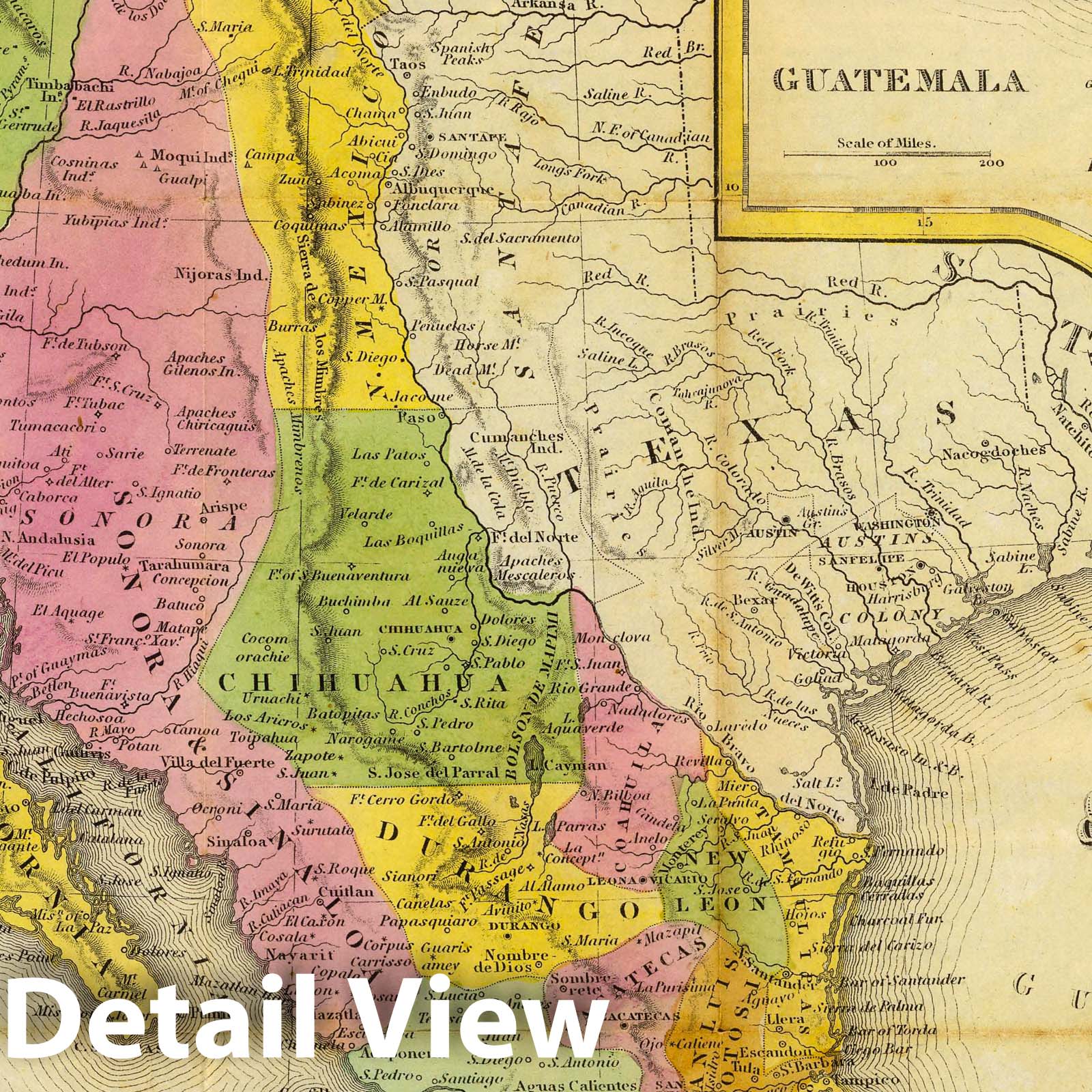 Mexico and Guatemala, 1846 - Historical Map Print