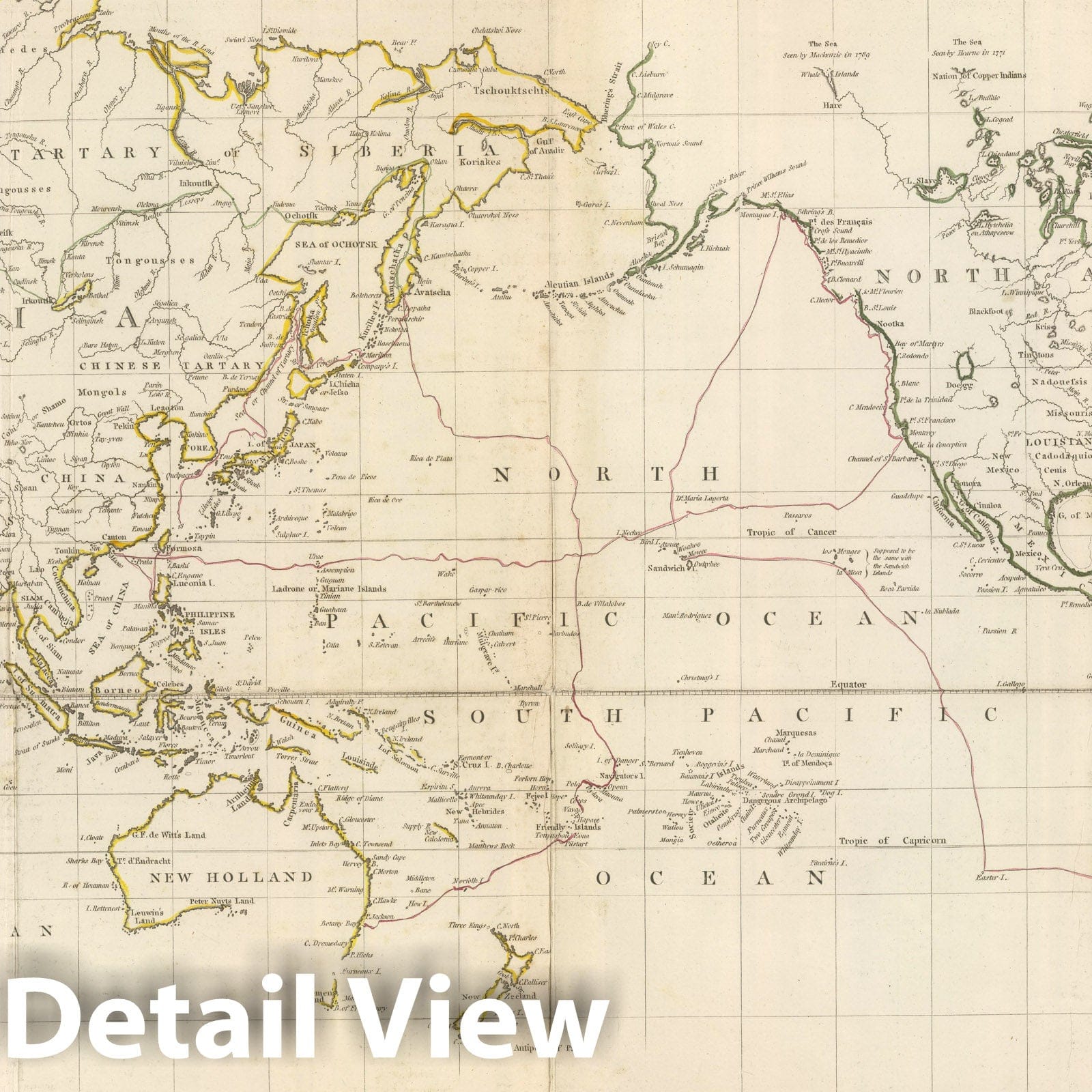 World - La Perouse's Voyage, 1799 - Historical Nautical Chart Print