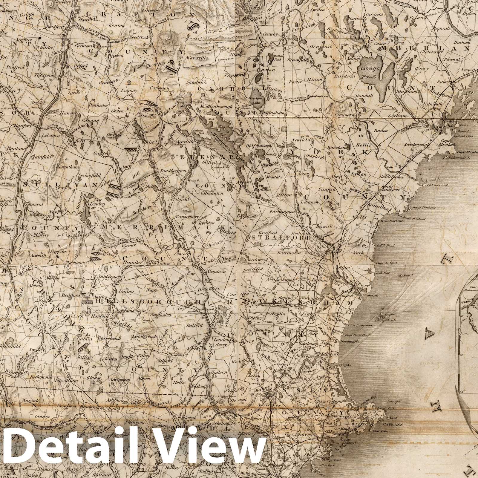 New England States - Railroad Map, 1853 - Historical Map Print