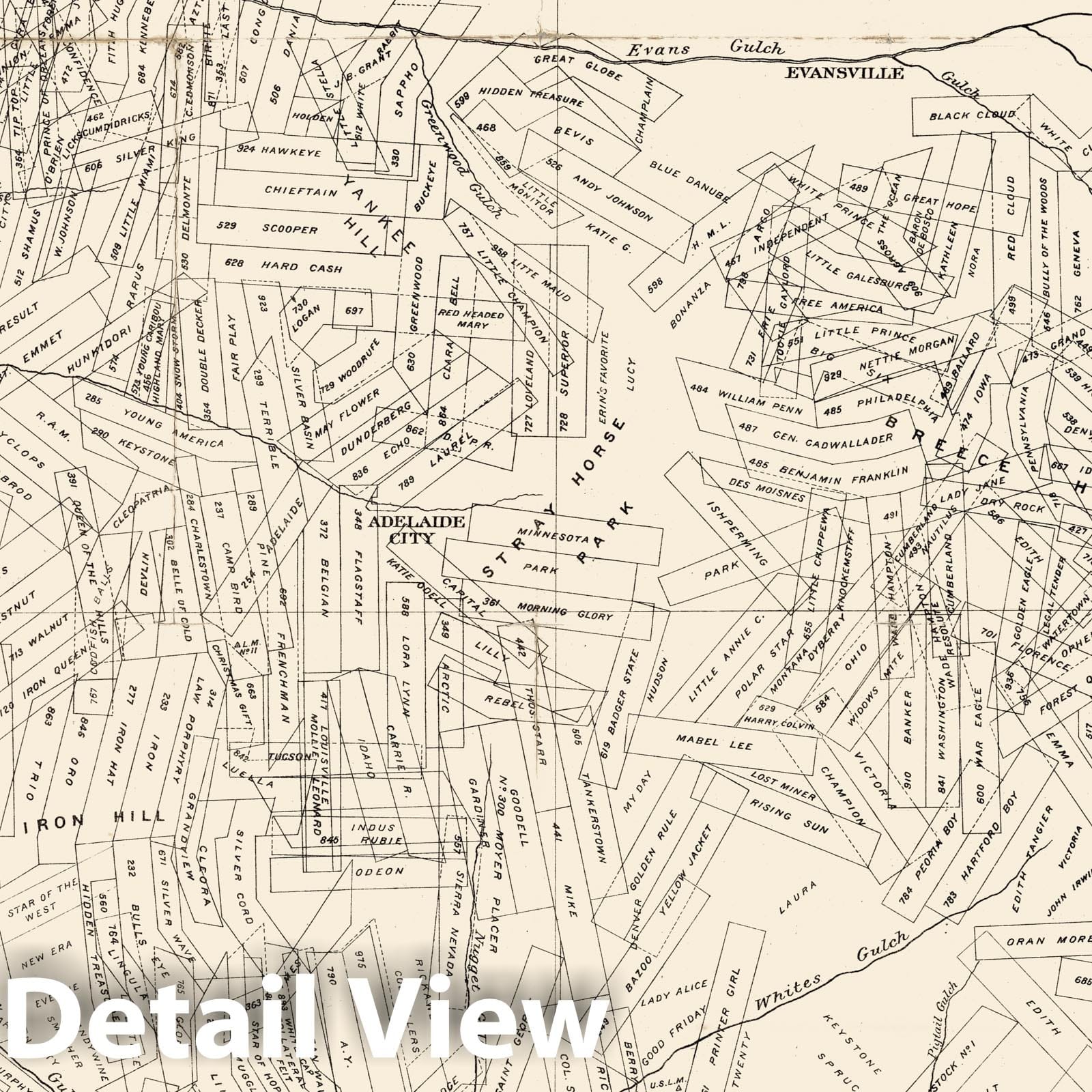 Leadville Mines, Lake County, Colorado - Mining Map, 1880