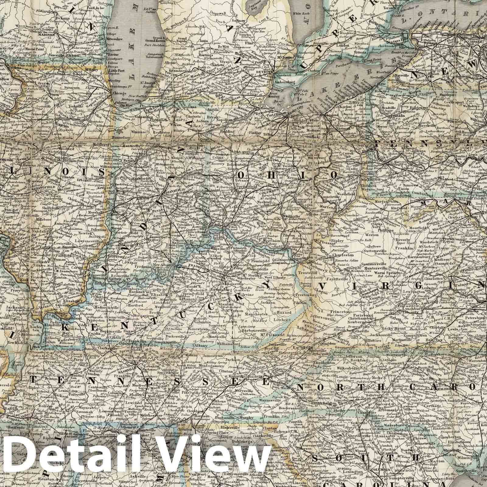 United States - Railroad and Canal Map, 1855