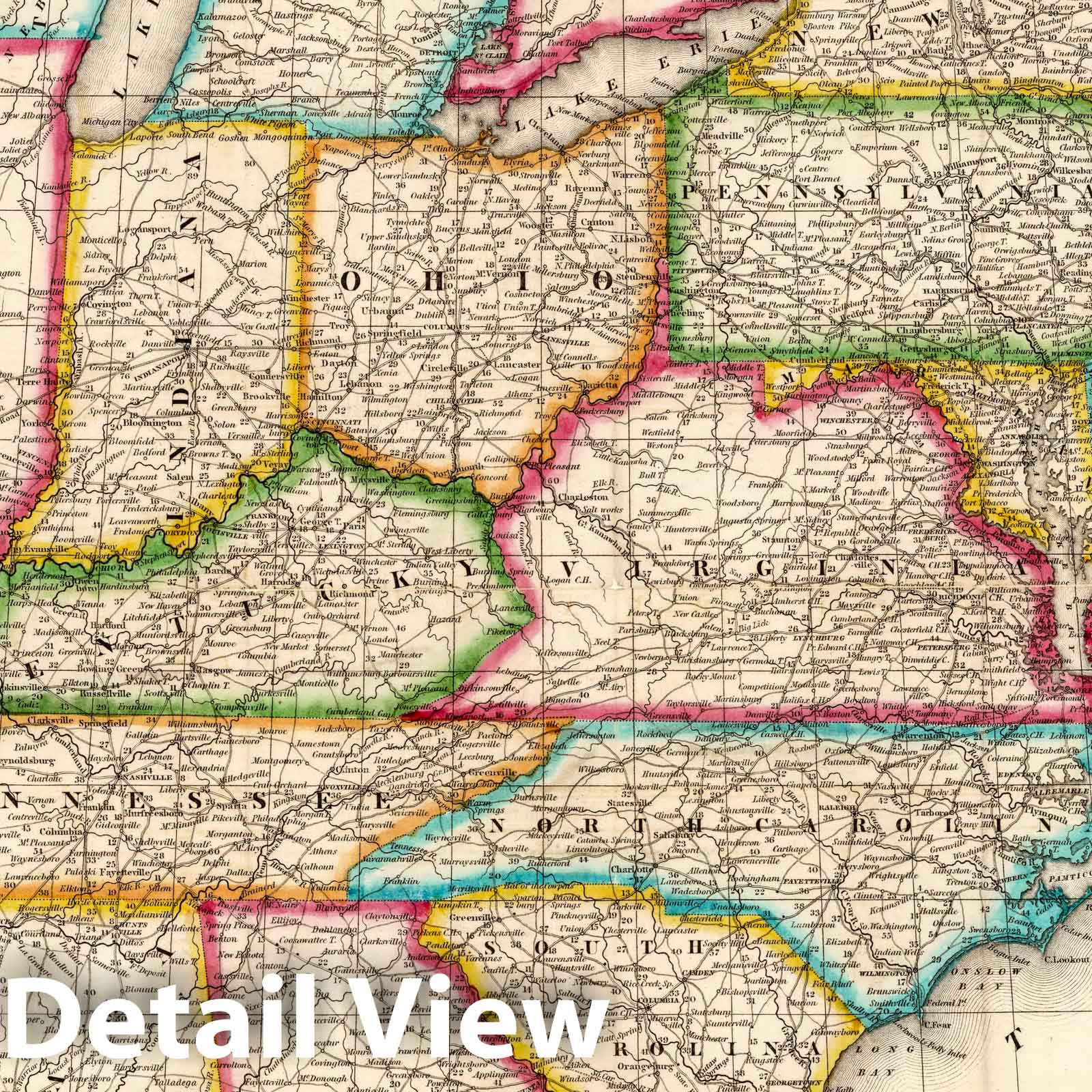 Guide Through The United States - Road Map, 1836 - Historical Map Print