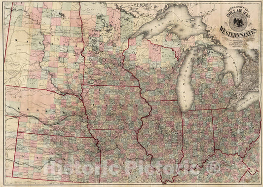 Historic Map : Pocket Map, Western States 1876 - Vintage Wall Art