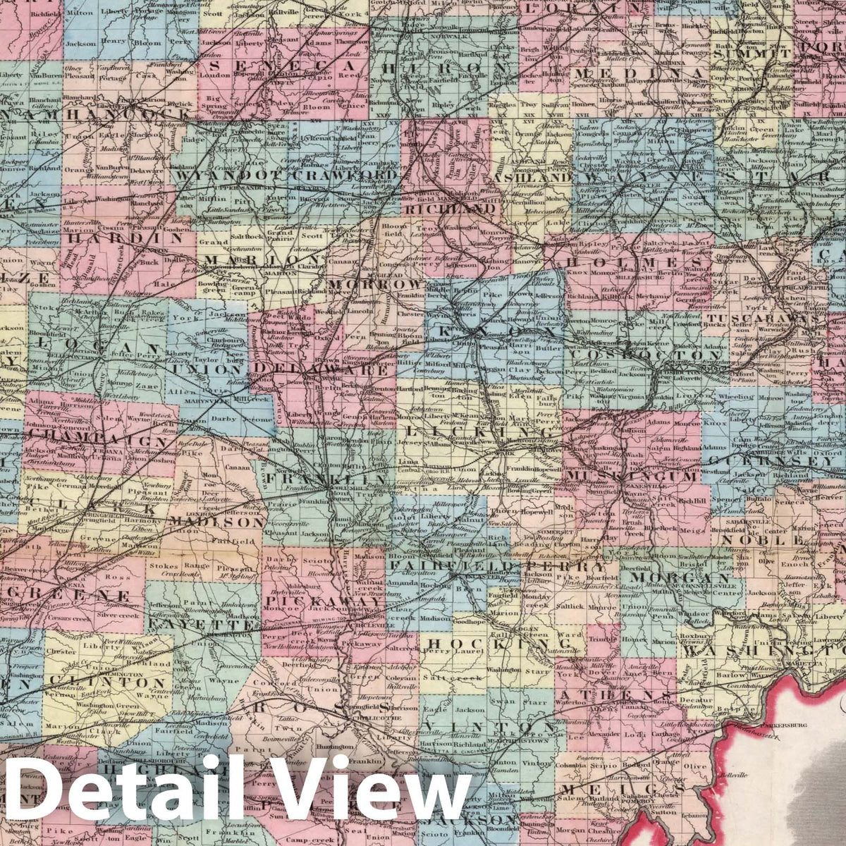 Ohio - Railroad Map, 1859 - Historical Map Print