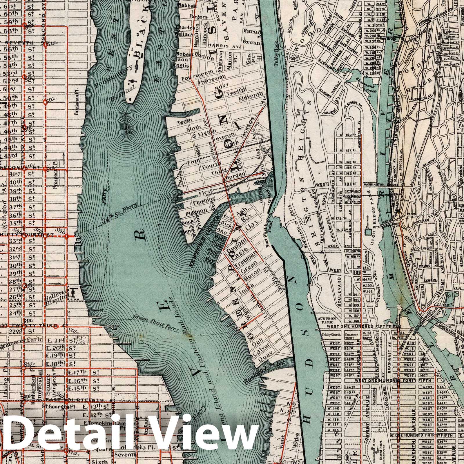 New York City Map 1897 - Historical Map Print