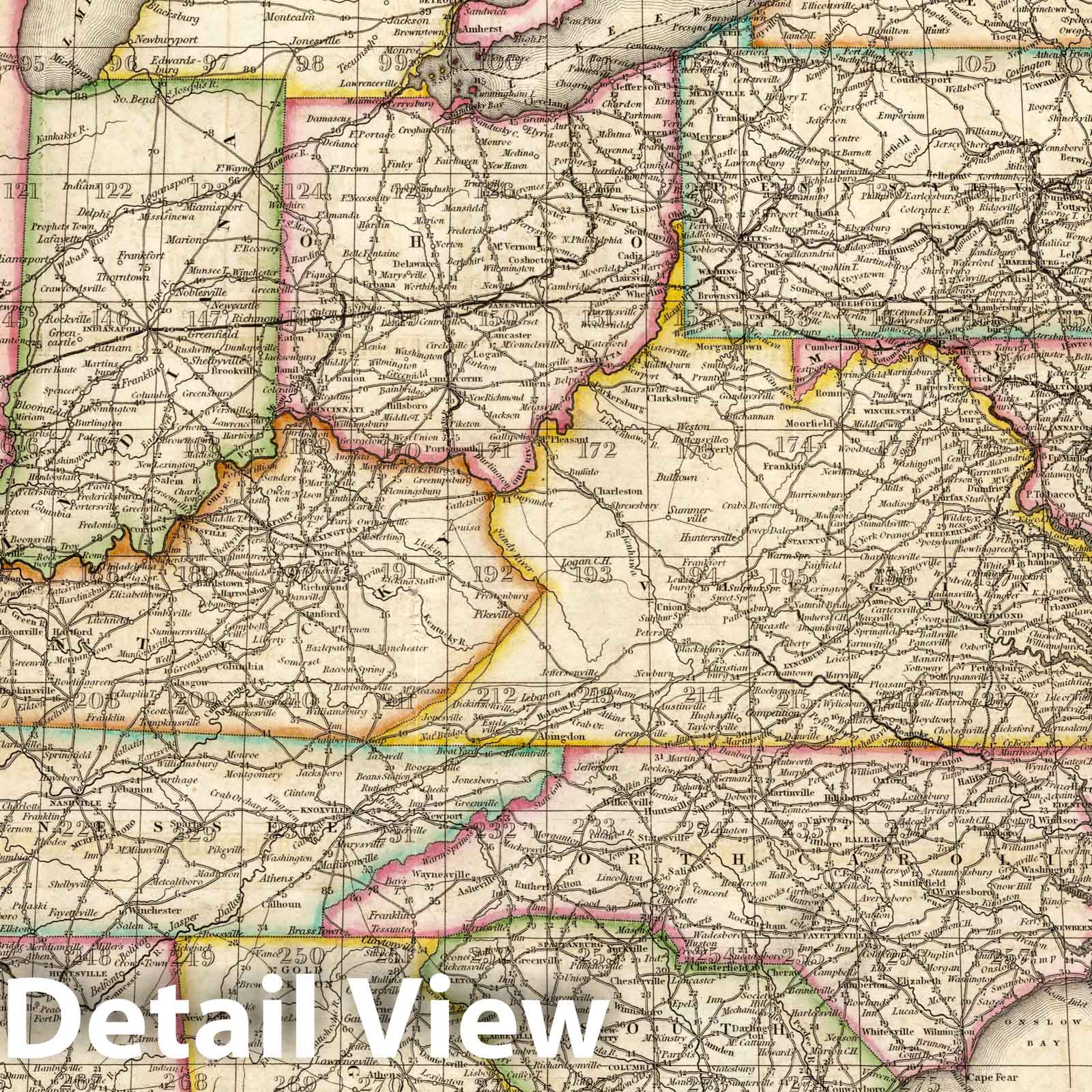 United States - Roads, Canals and Railroads, 1834 - Historical Map Print