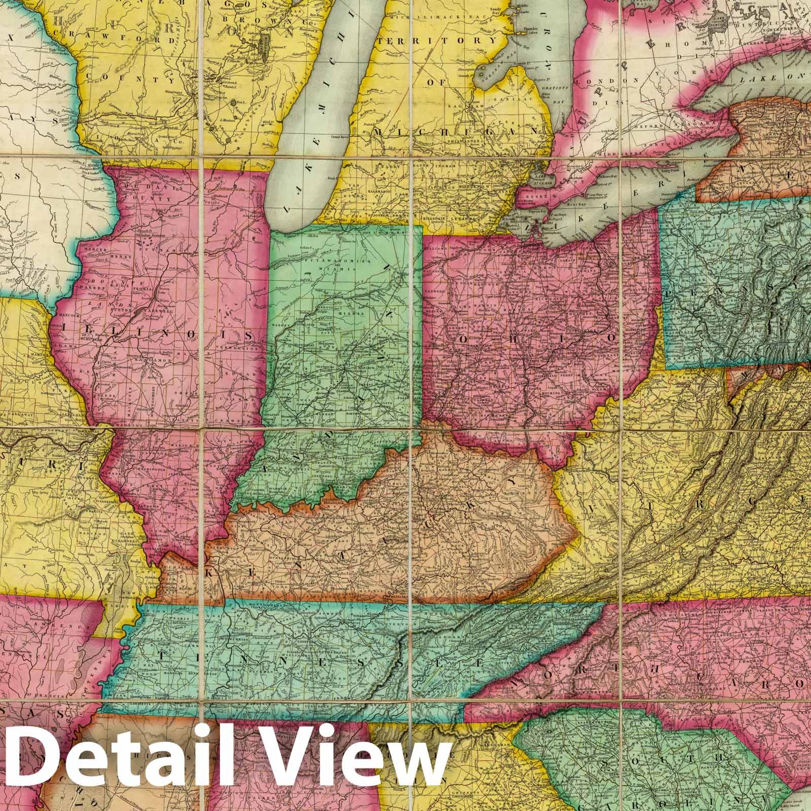 Historic Map : Case Map, United States of America. 1830 - Vintage Wall Art