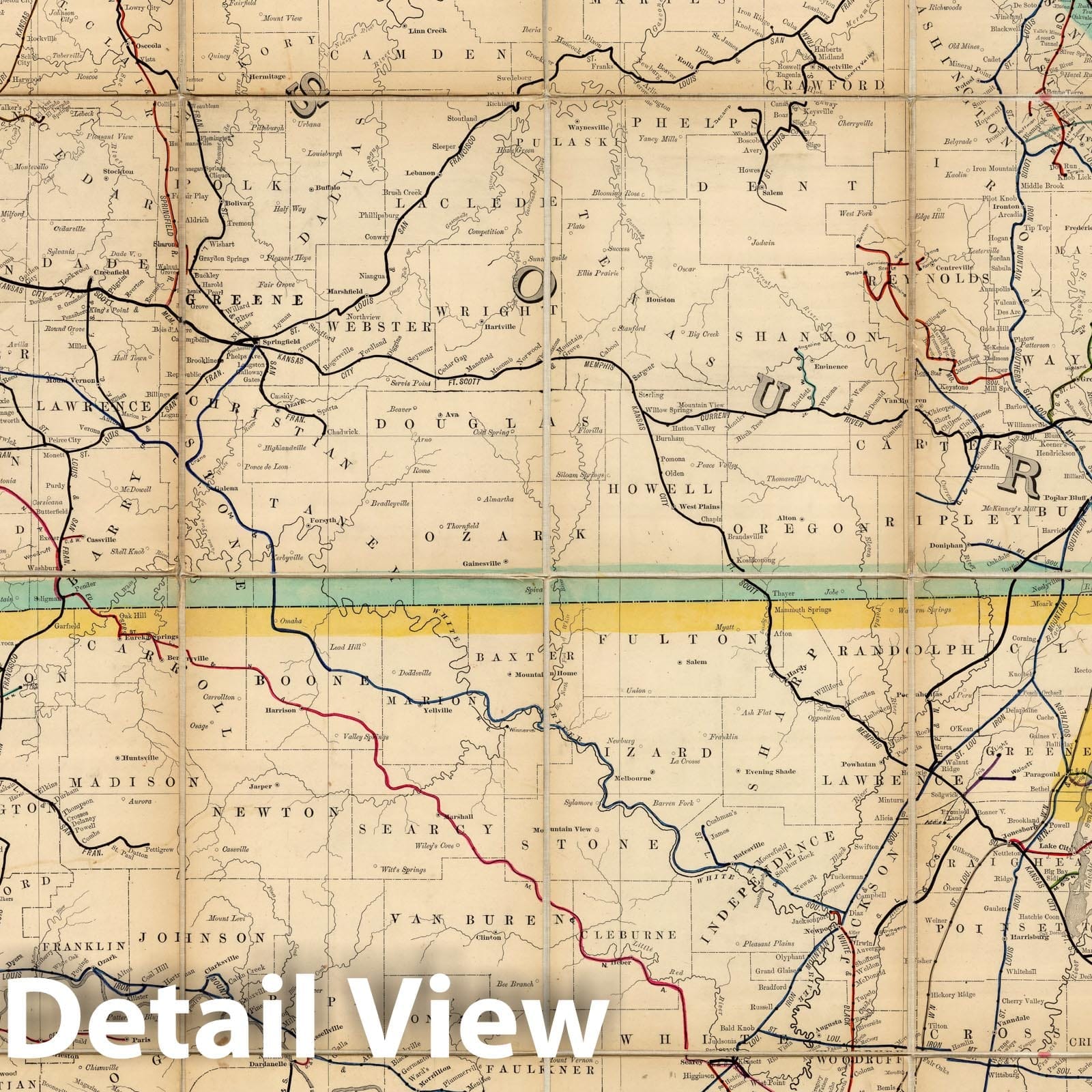 Missouri, Arkansas, and Oklahoma - Railroad Map, 1909