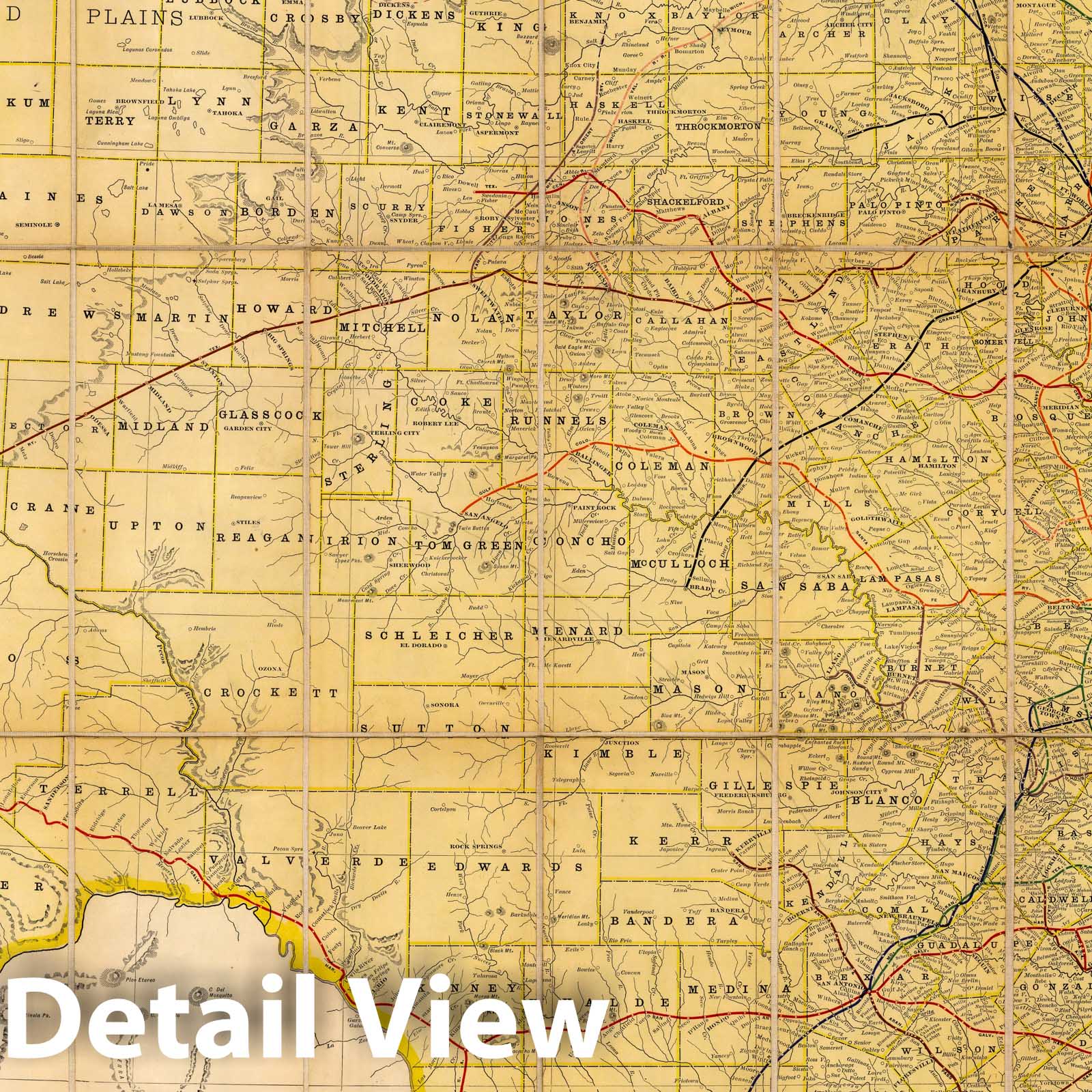 Texas - Railroad Map, 1906 - Historical Map Print