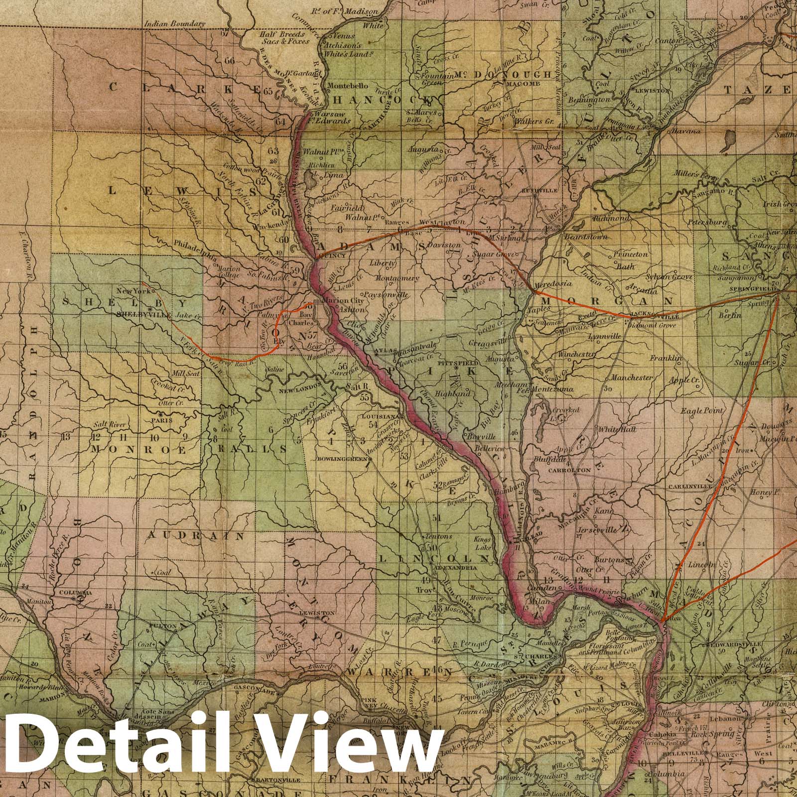 Illinois and Missouri - Railroad Map, 1836