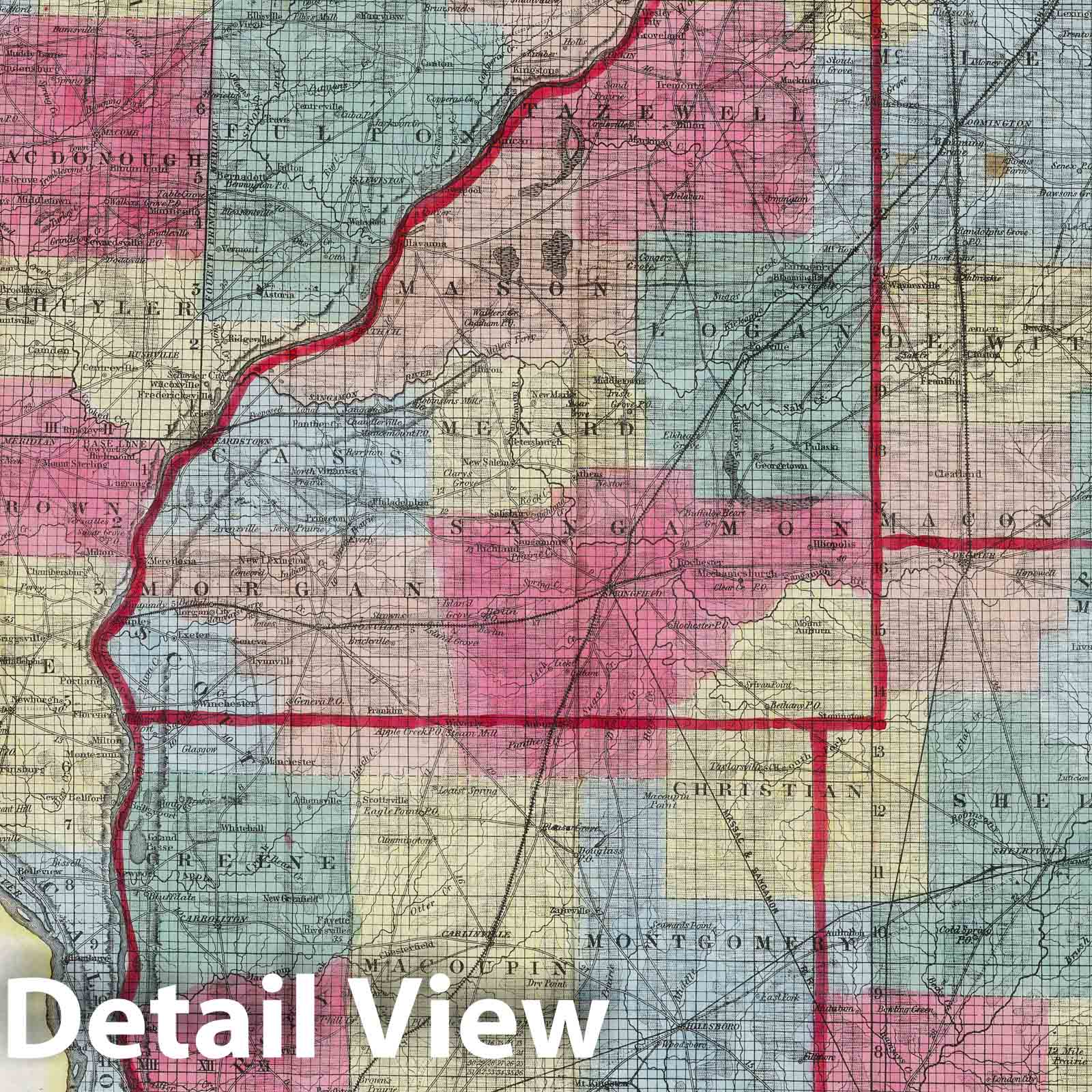 Illinois - Railroad Map, 1854 - Historical Map Print