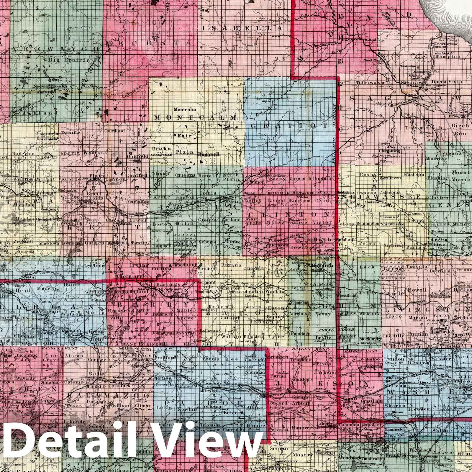 Southern Michigan - Railroad Map, 1856 - Historical Map Print
