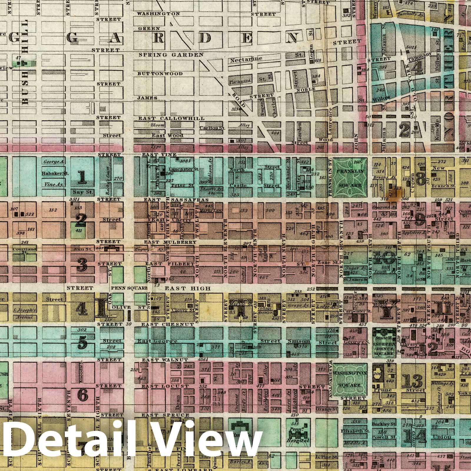 Philadelphia, Pennsylvania - Road Map, 1828 - Historical Map Print