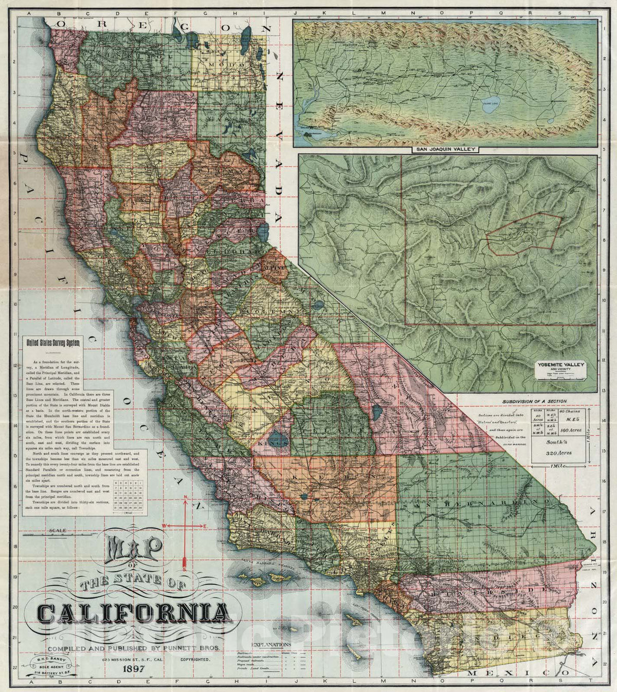 Historic Map : Pocket Map, California 1897 - Vintage Wall Art