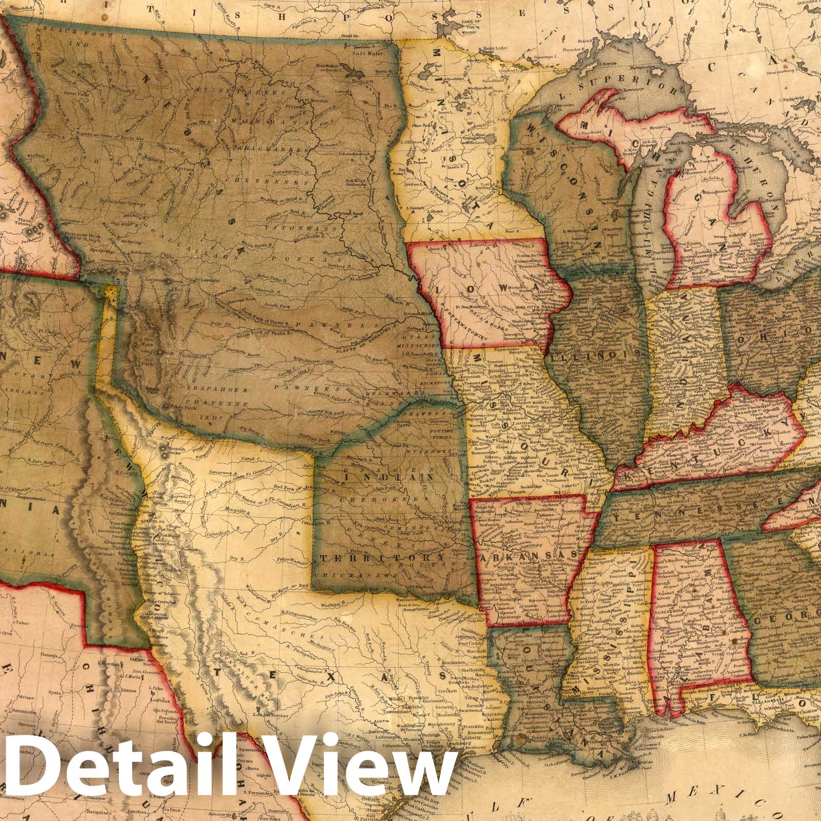 United States - Pictorial Map, 1849 - Historical Map Print