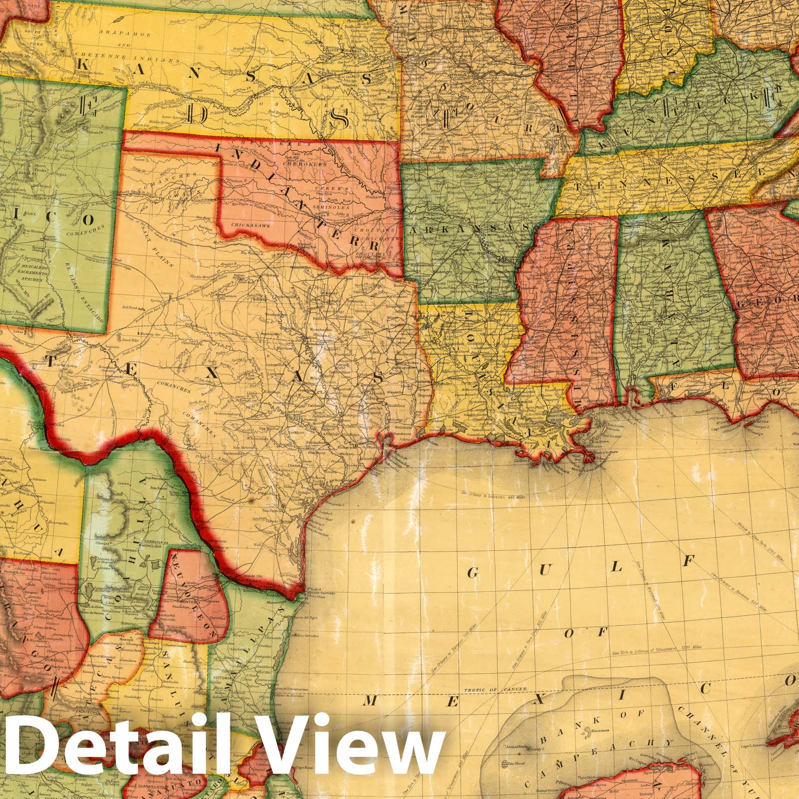 United States, Mexico, Central America & Caribbean Railroad Map 1858