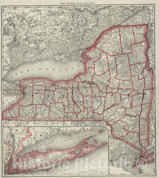 Historic Map : Pocket Map, State of New York 1881 - Vintage Wall Art