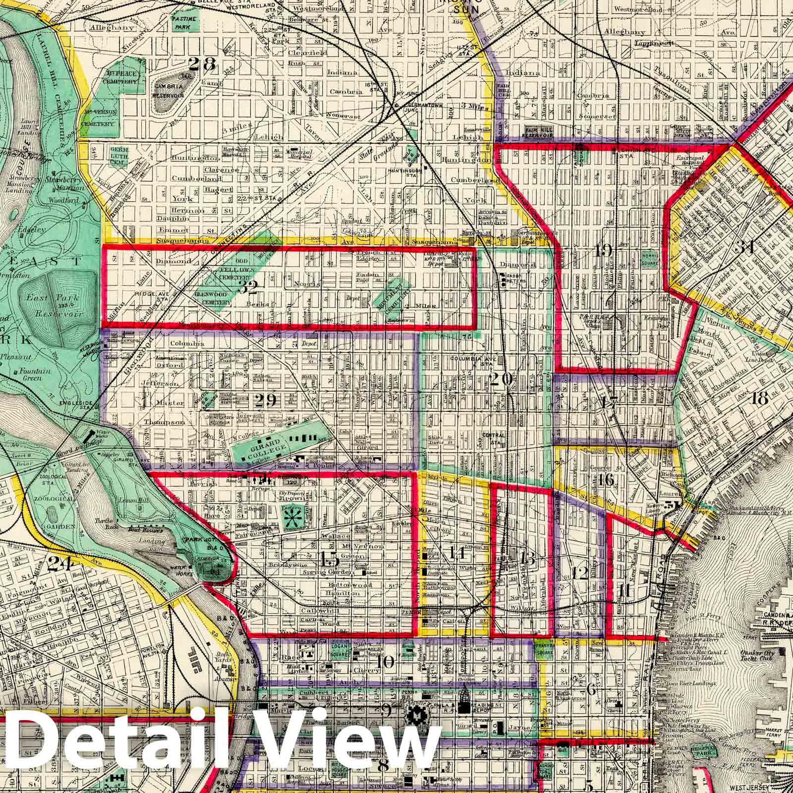 Philadelphia, Pennsylvania 1890 - Historical Map Print