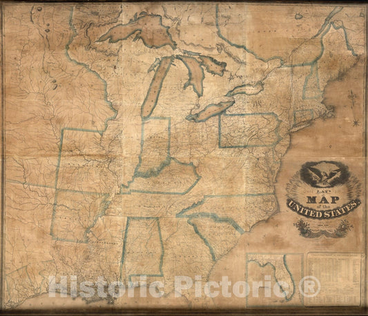 Historic Map : Wall Map, United States. 1832 v2