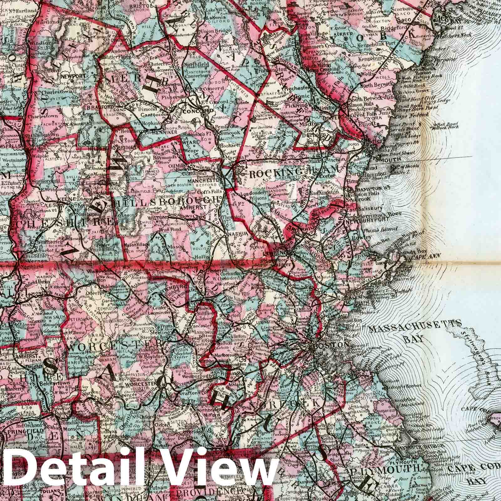 New England States - Railroad Map, 1867 - Historical Map Print