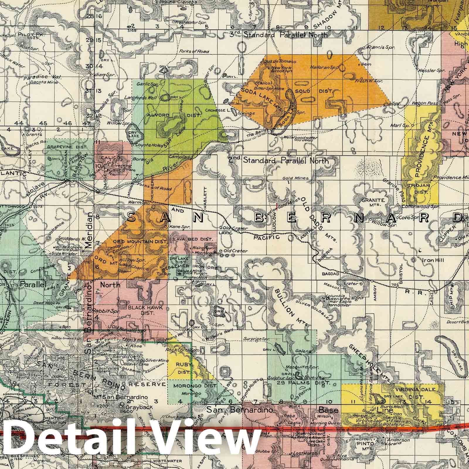 Southern California Desert Region - Mining Districts, 1896 - Historical Map Print