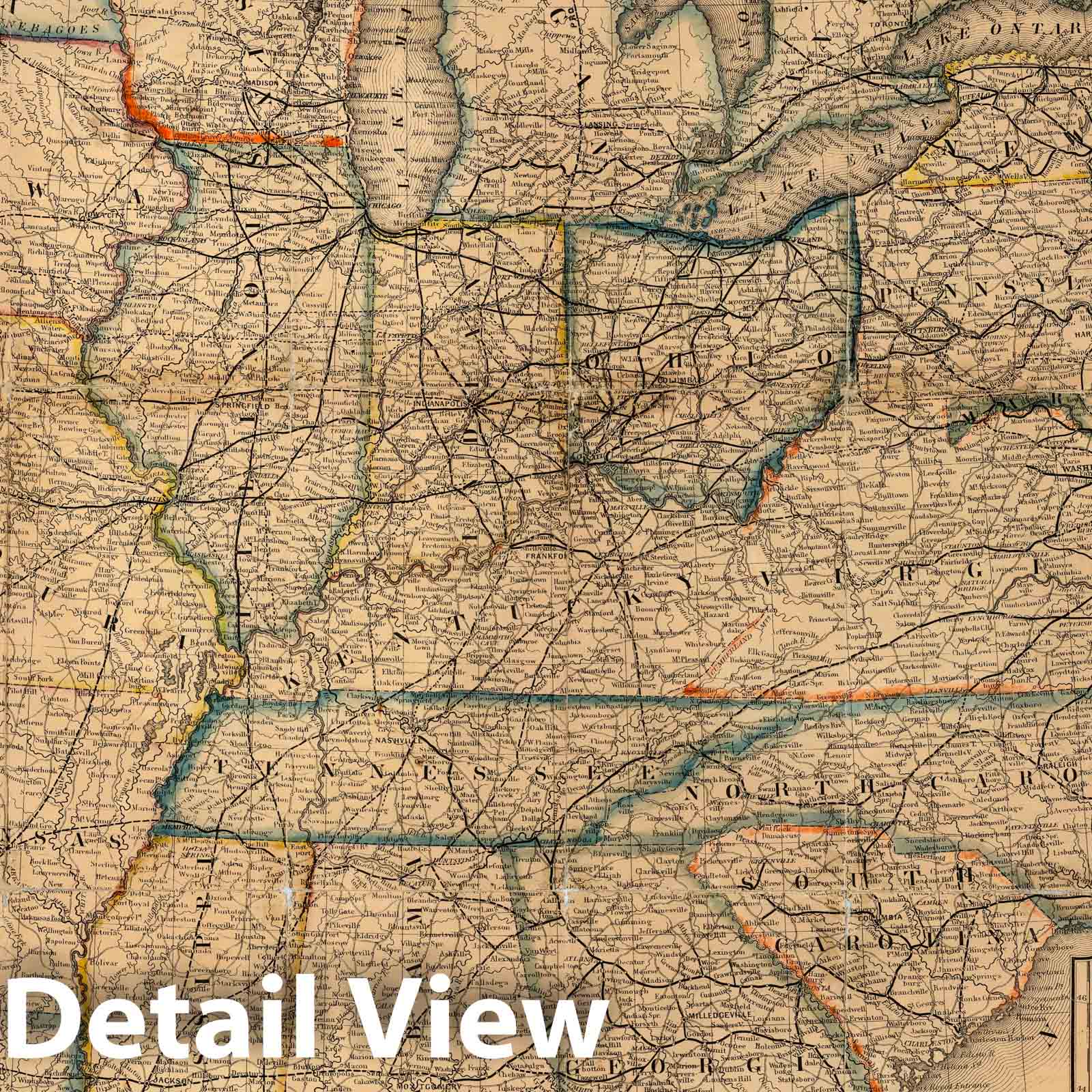 United States, Canada, and Cuba - Railroad Map, 1855
