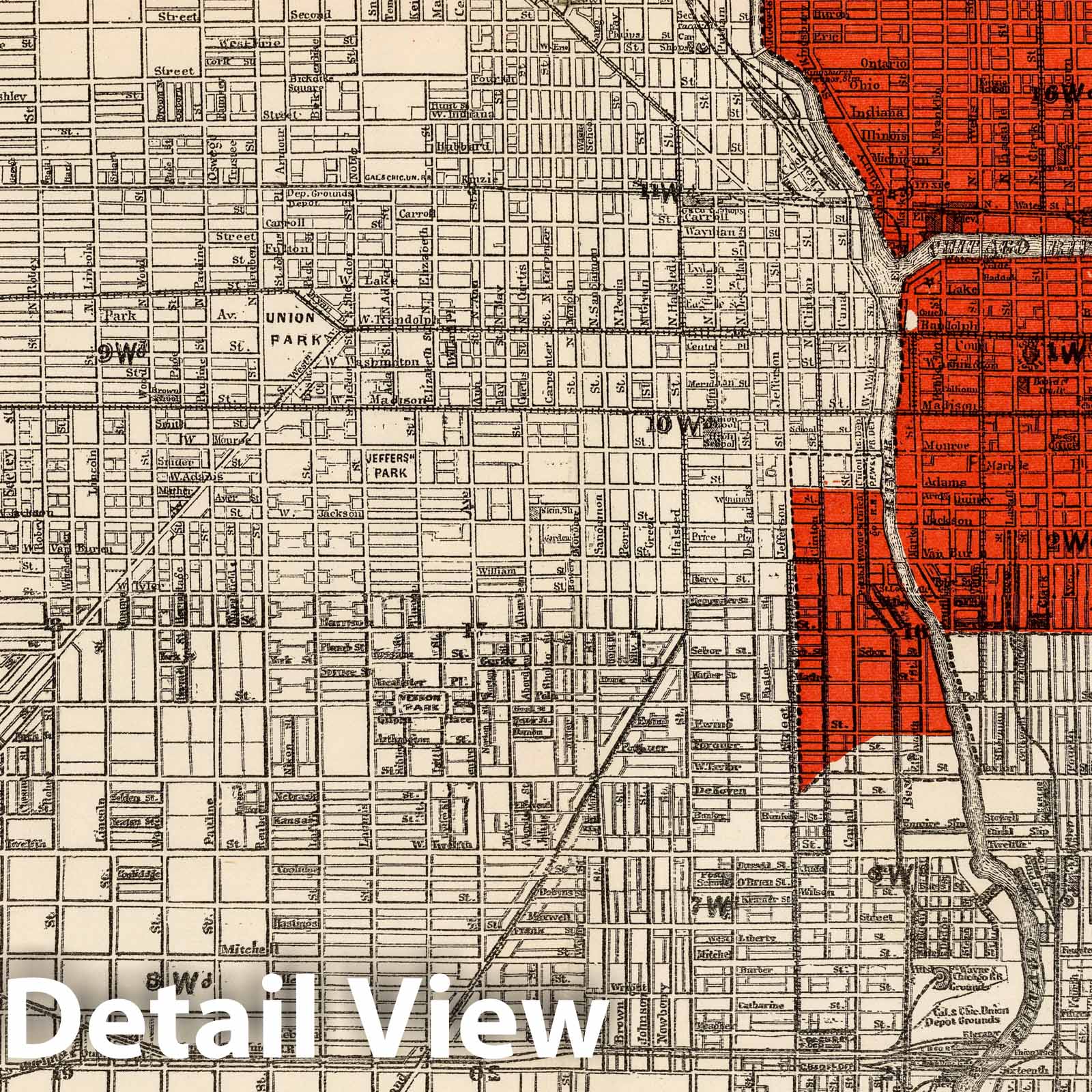 Chicago, Illinois - Survey Map, 1872 - Historical Map Print