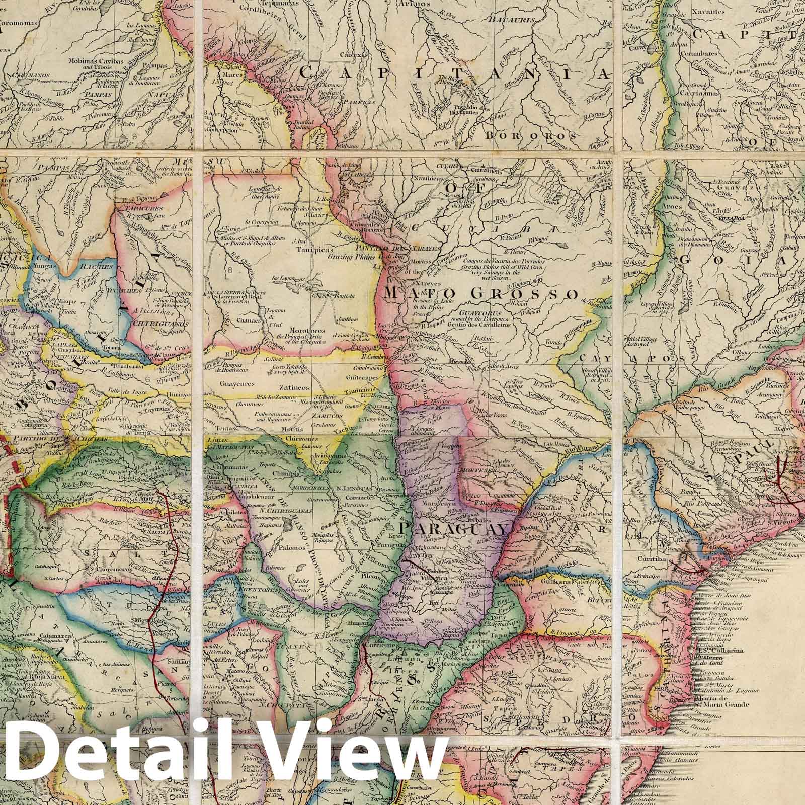 South America 1875 Historical Map Print - Hand-Colored Engraving