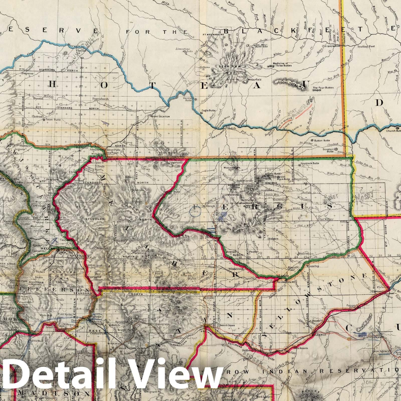 Montana Territory - Railroad Map, 1886 - Historical Map Print
