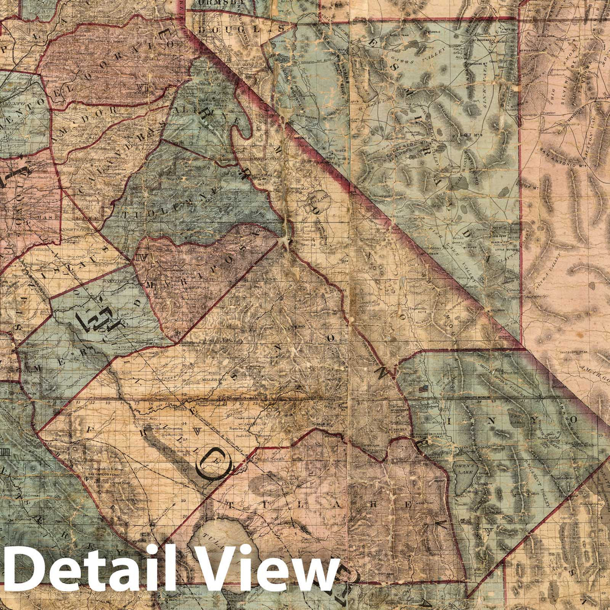 California and Nevada - Railroad Map, 1876 - Historical Map Print
