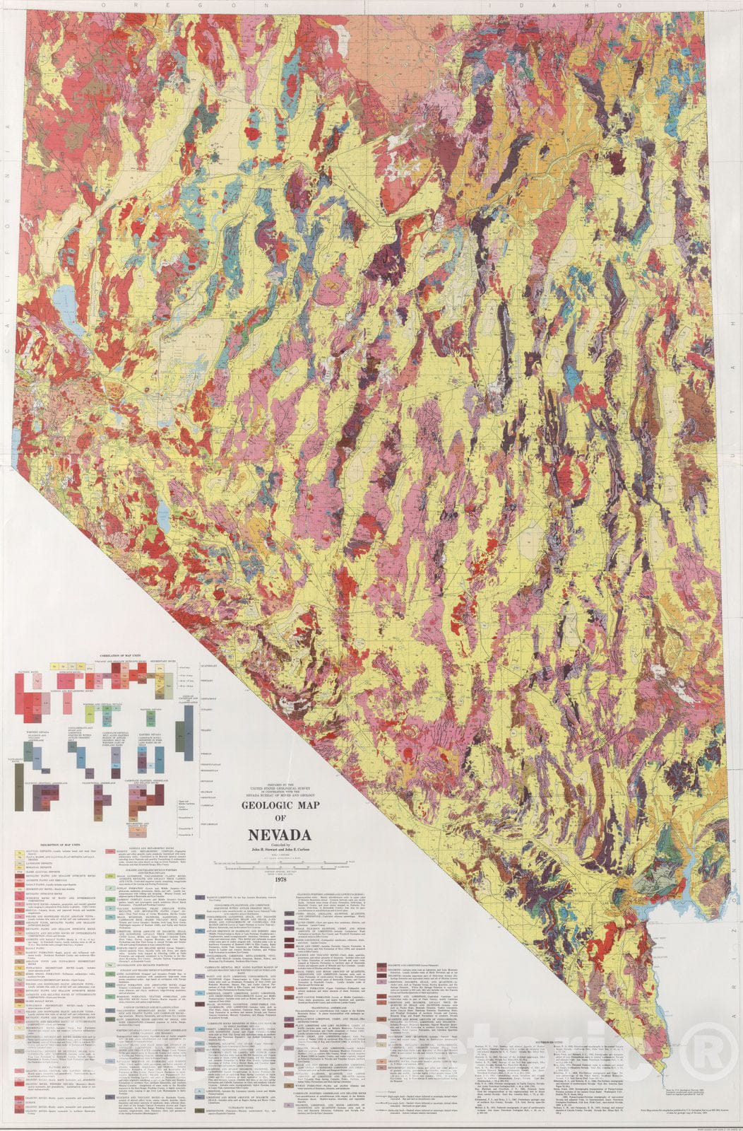 Nevada - Geologic Map, 1978 - Historical Map Print
