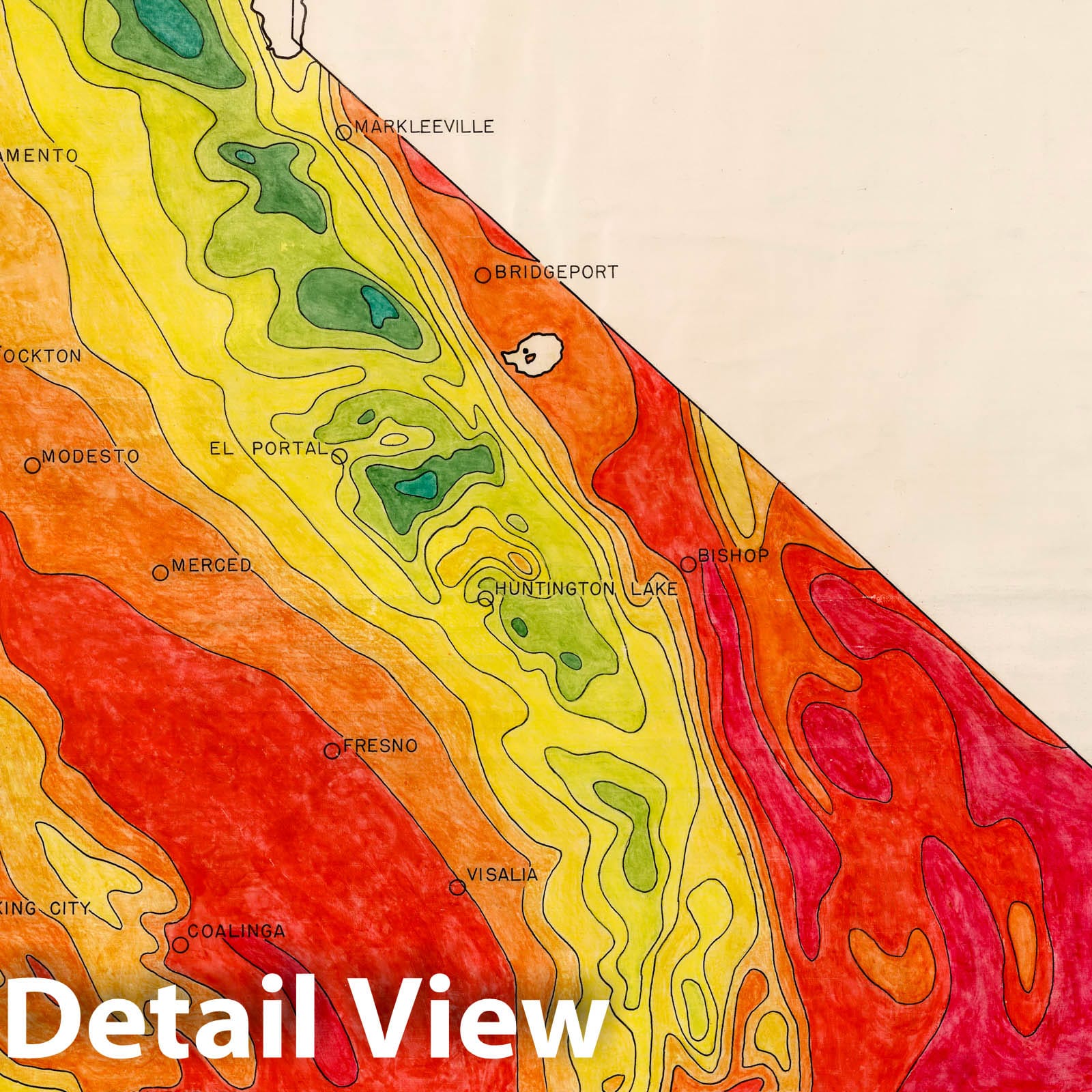 Climate Map, 1950 - California Precipitation Historical Map Print