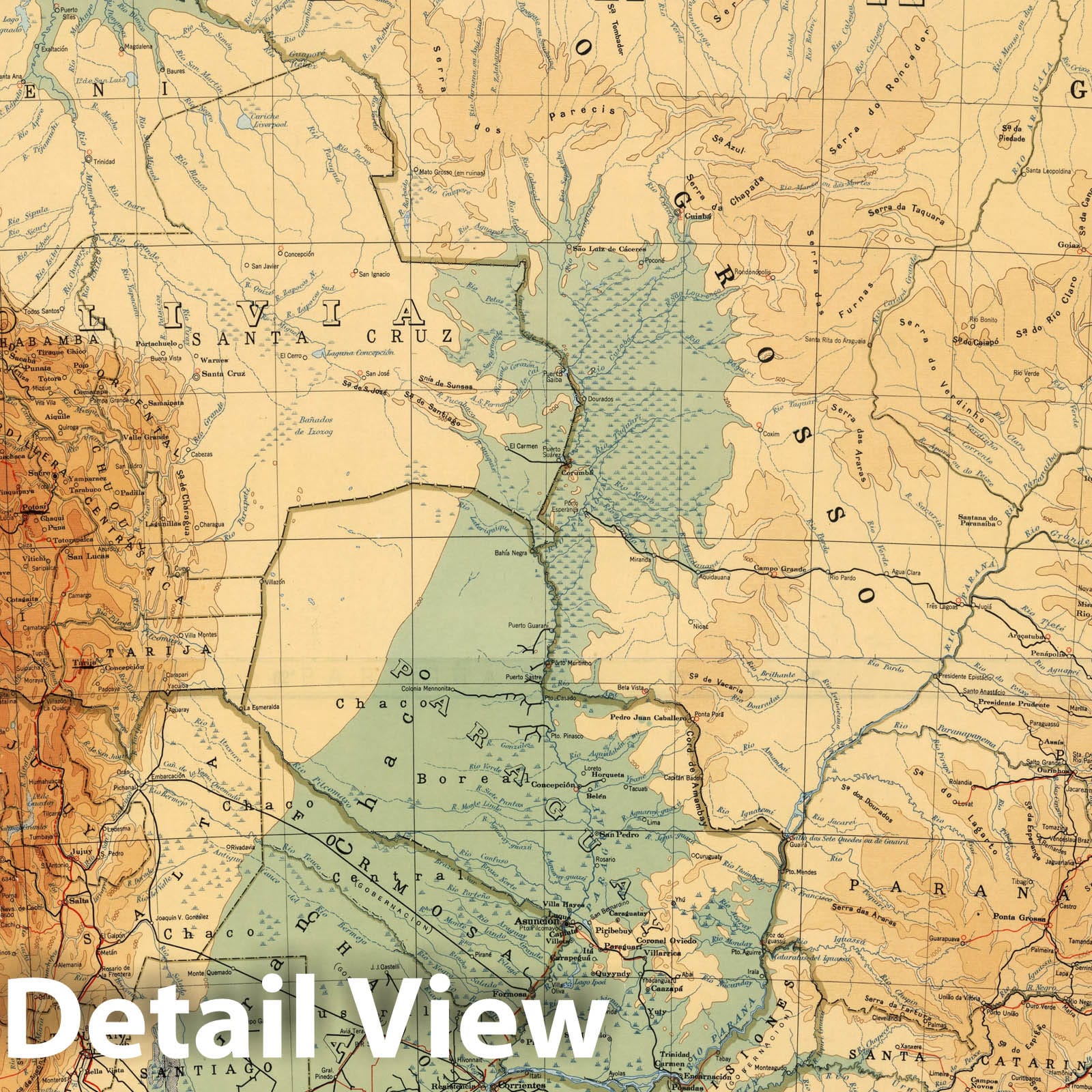 South America - Physical Map, 1942 - Historical Topographic Wall Map Print