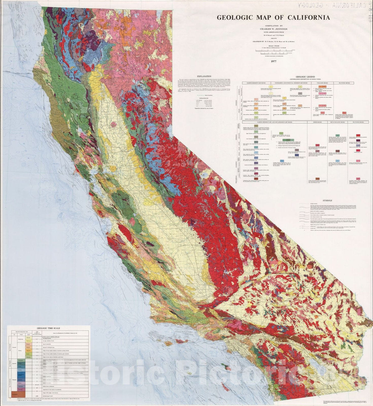 California - Geologic Map, 1977 - Historical Map Print
