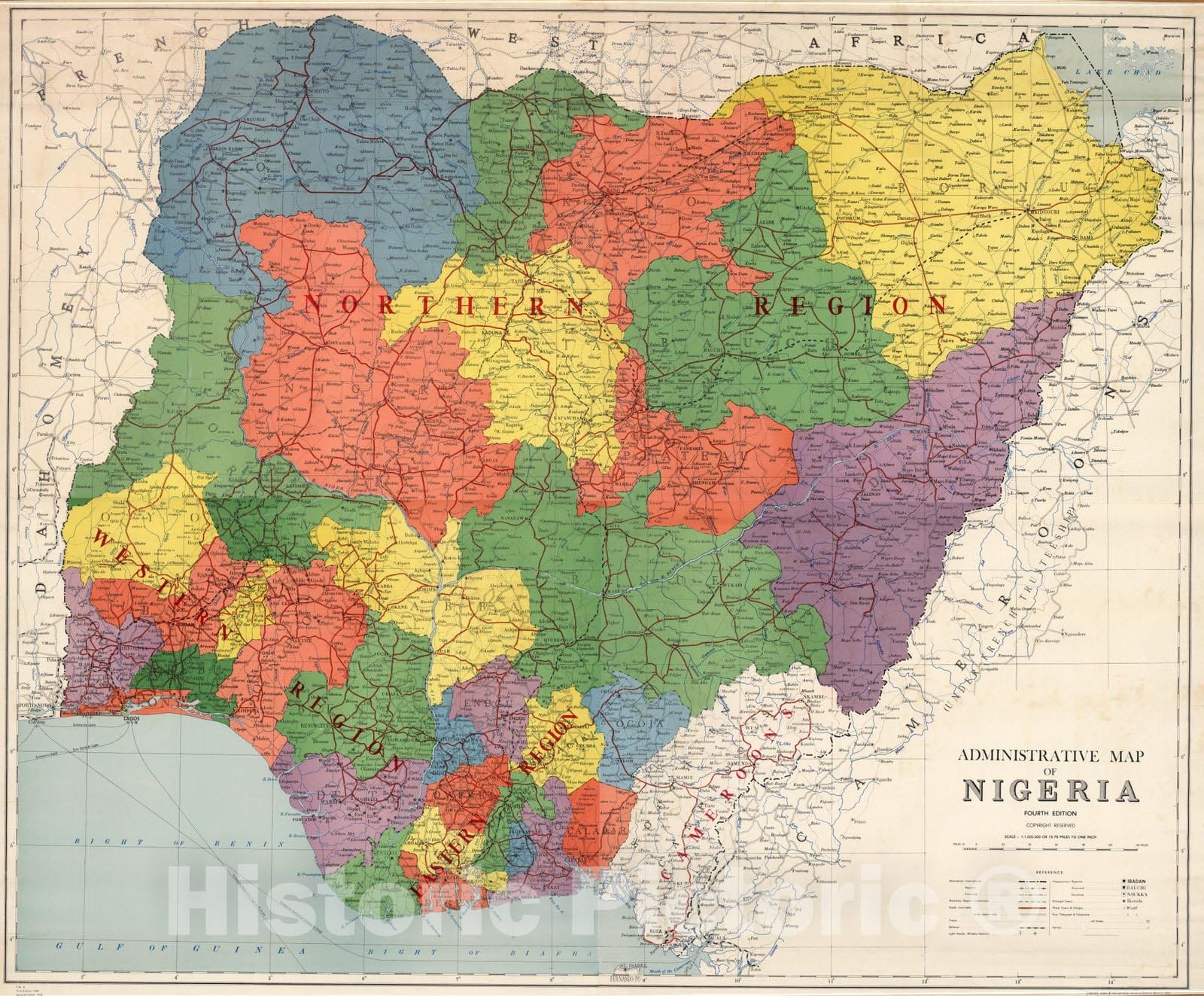 Nigeria - Boundary Map, 1960 - Historical Political Map Print