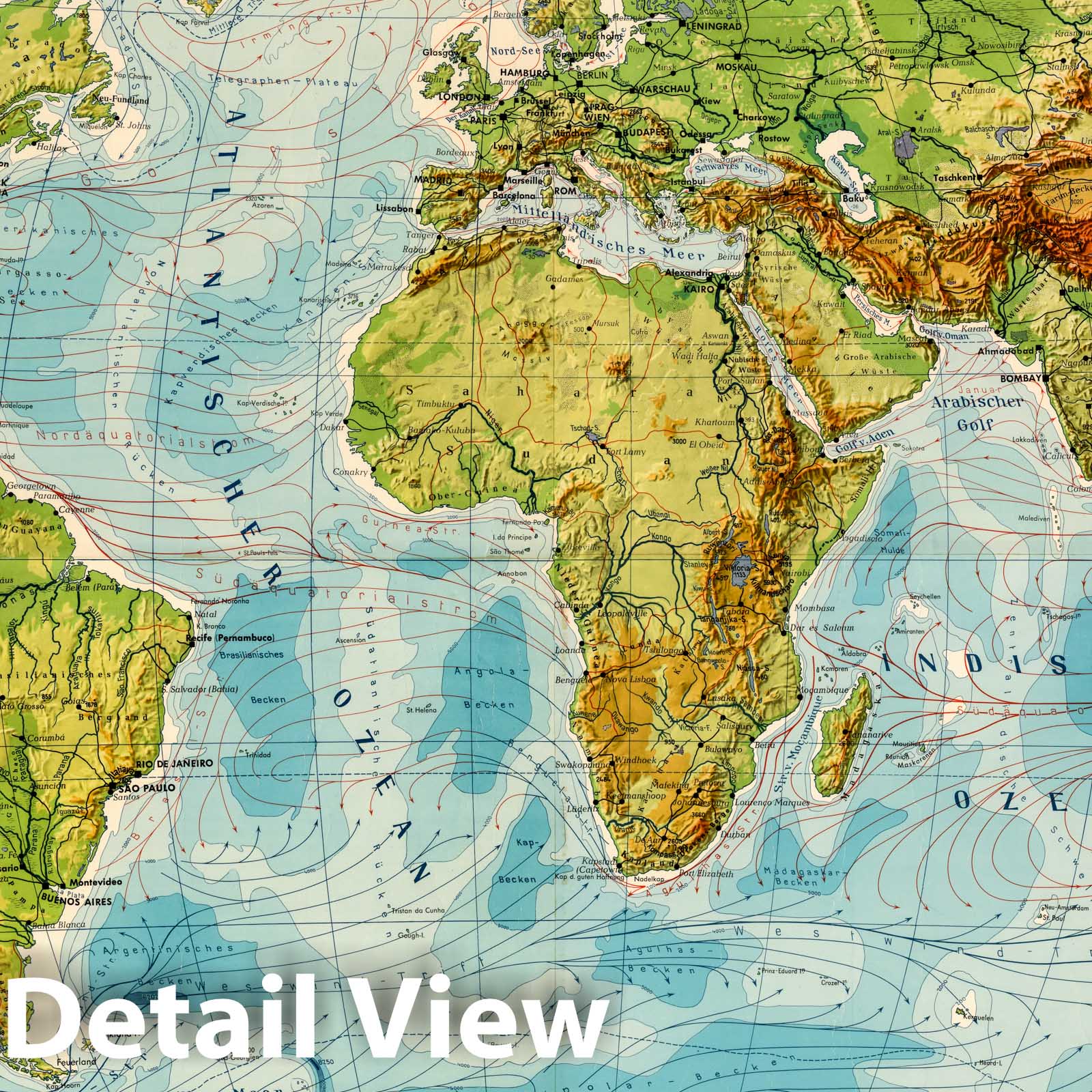 World - Boundary Map, 1952 - Historical Topographic Map Print