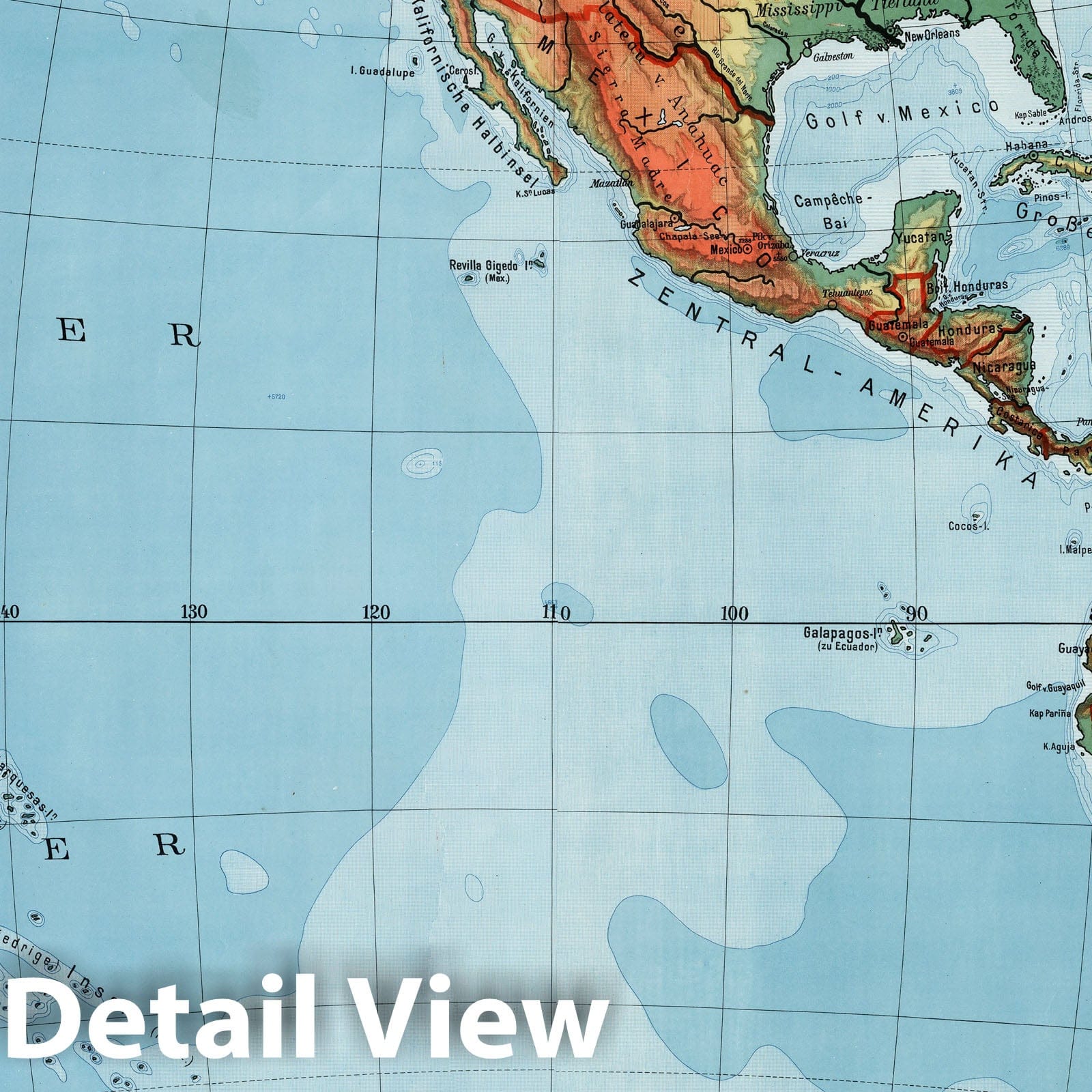 Historic Map - Wall Map, Western Hemisphere - Physical 1920 - Vintage Wall Art