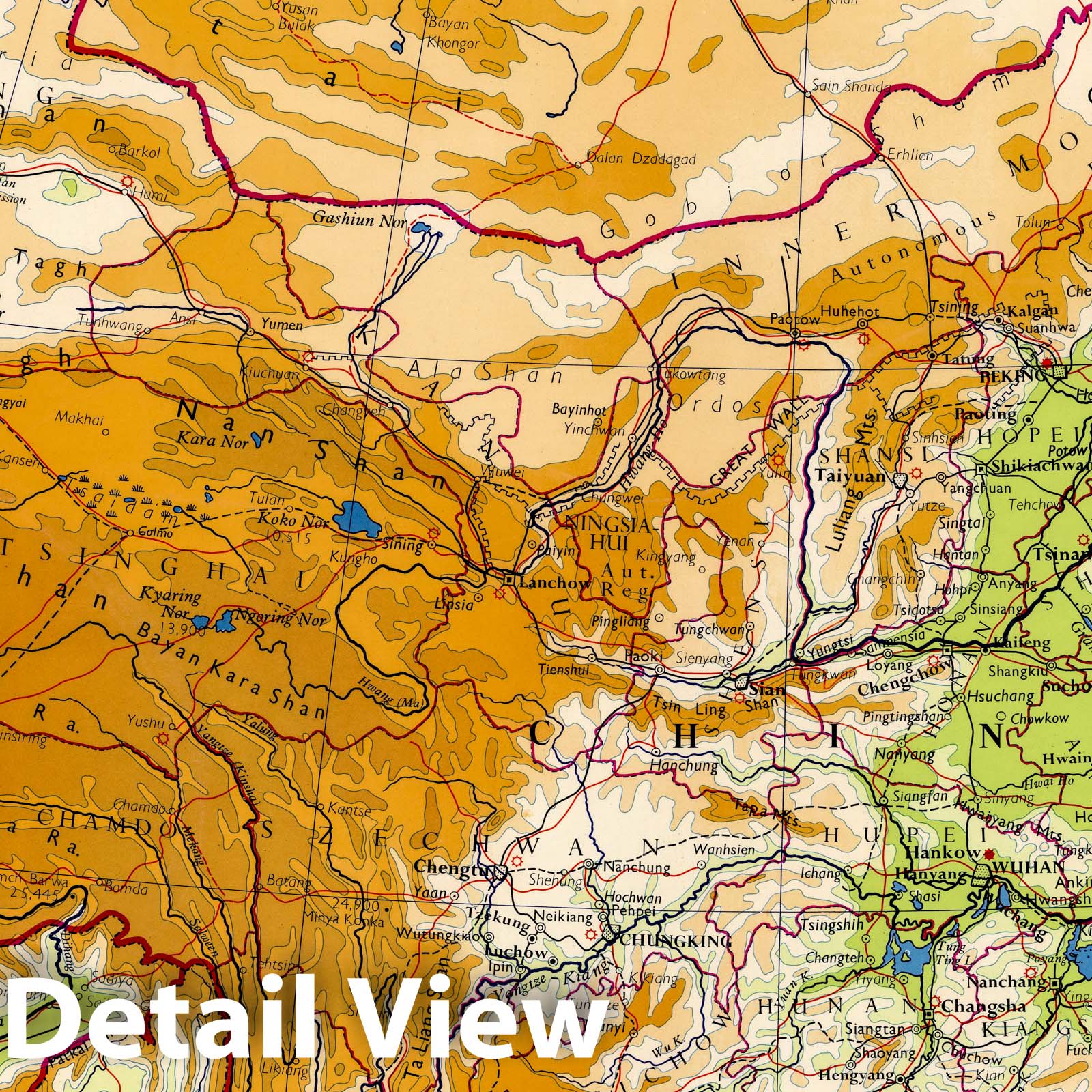 Historic Map : Wall Map, China - Physical-Political 1963 - Vintage Wall Art