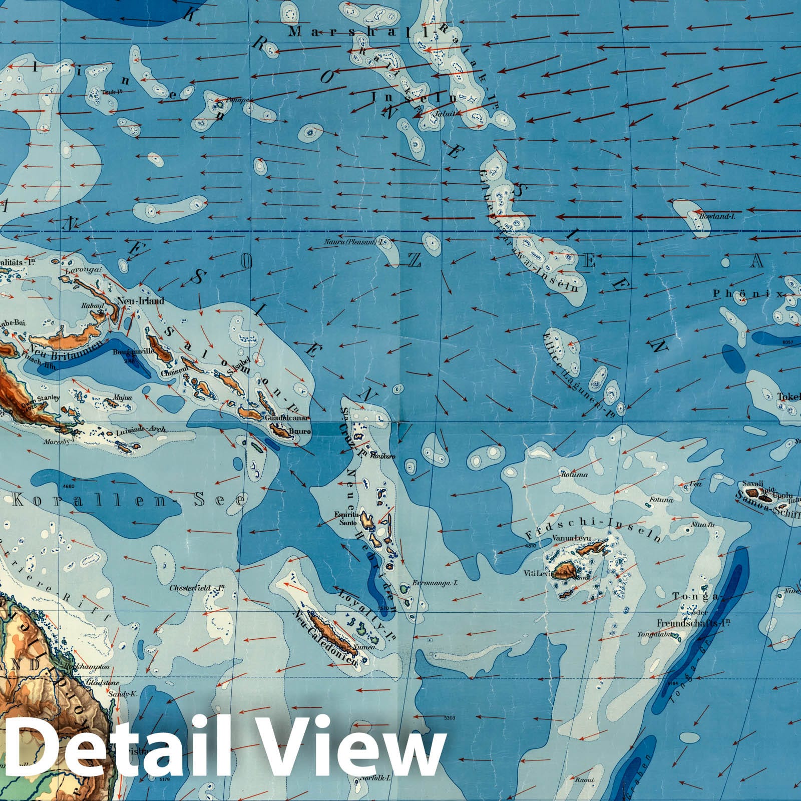 Australia and Polynesia - Physical Map, 1957 - Historical Topographic Print