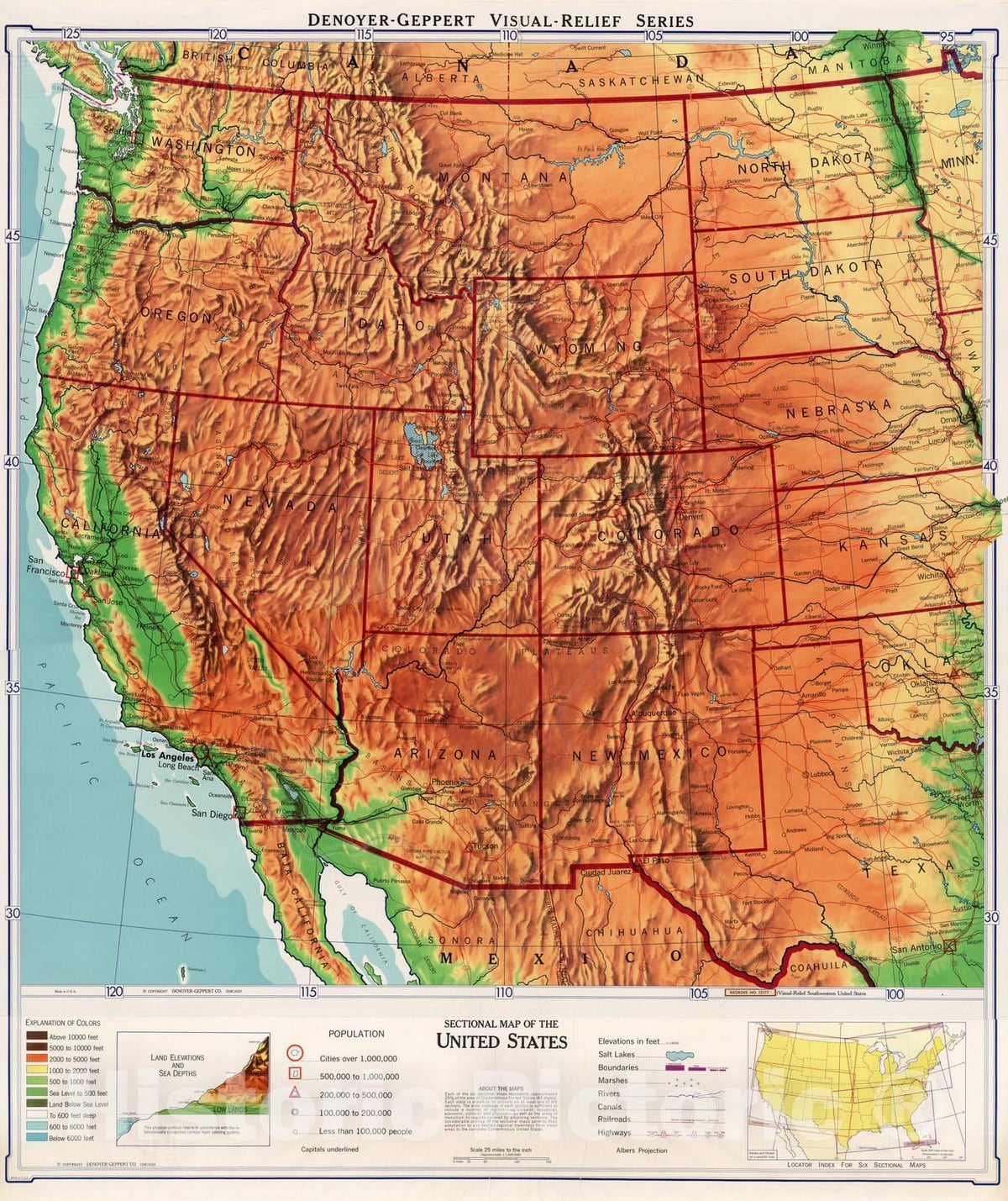 Western United States - Boundary Map, 1963 - Topographic Historical Map Print