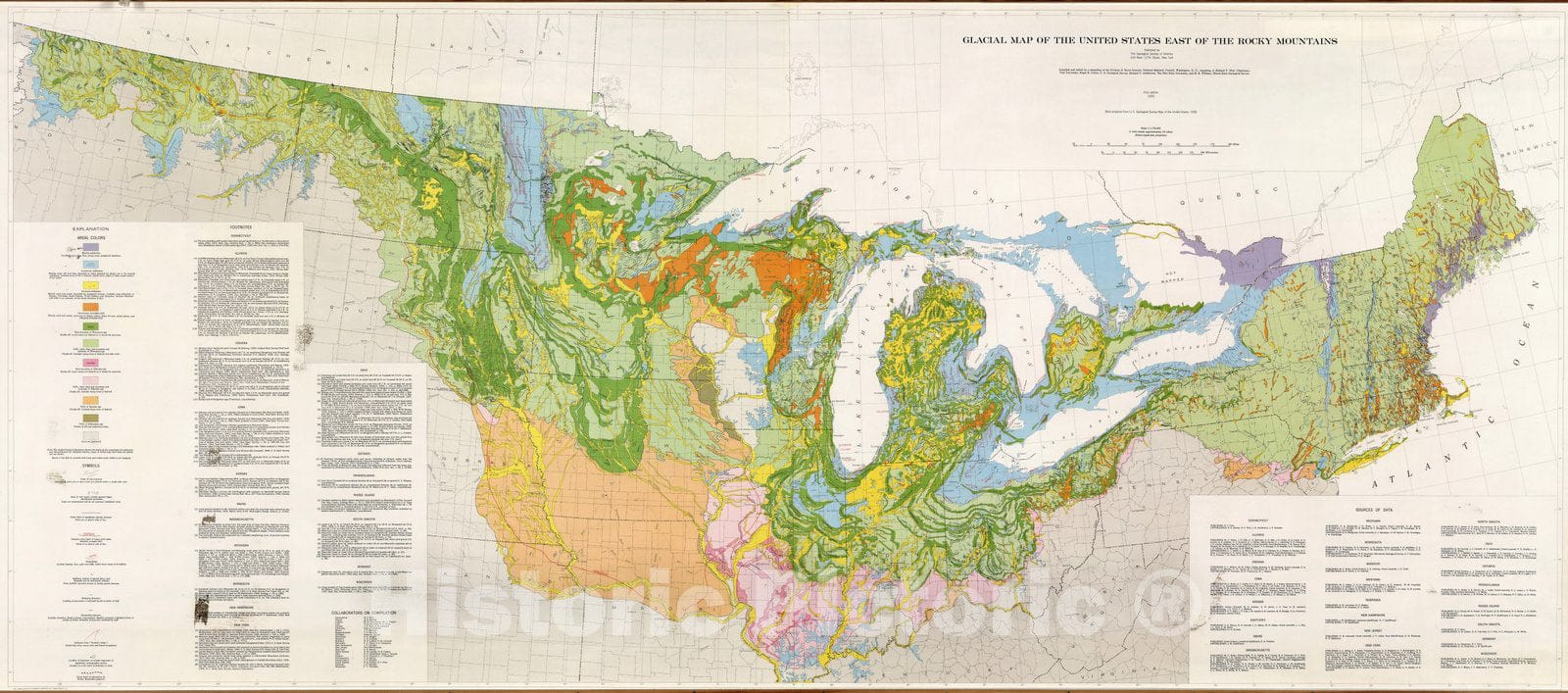 United States East of the Rocky Mountains - Geology Map, 1959 - Glacial Deposits Wall Art