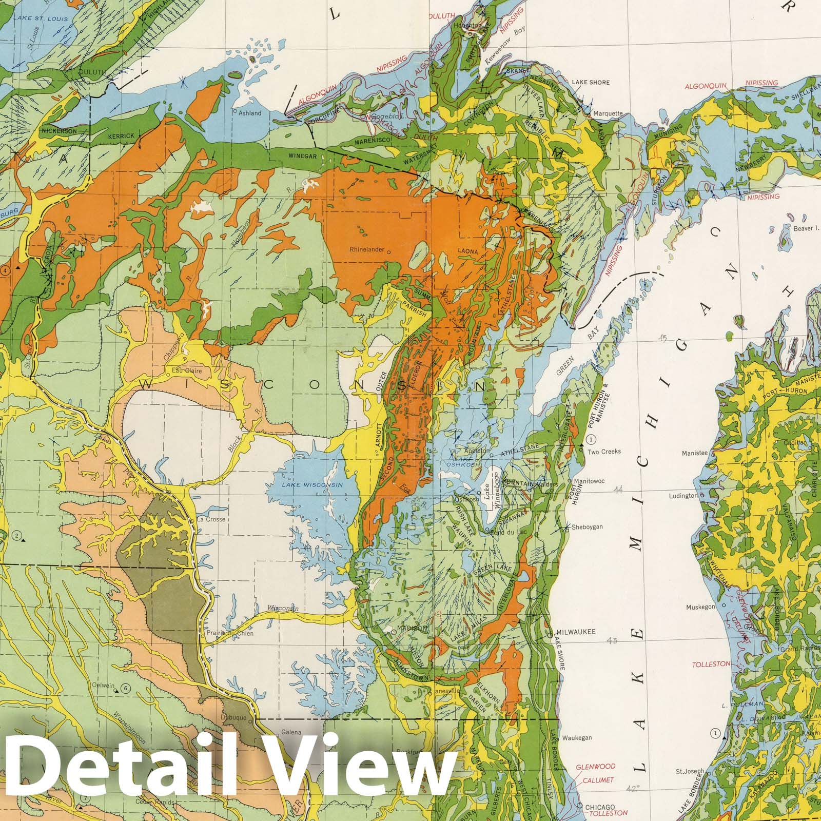 United States East of the Rocky Mountains - Geology Map, 1959 - Glacial Deposits Wall Art
