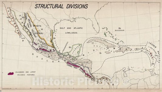 Historic Map : Wall Map, Middle America - Structure 1948 - Vintage Wall Art
